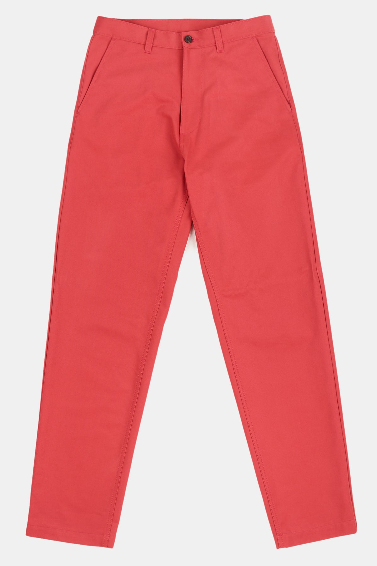 Salmon red, heavyweight relaxed chino flat lay