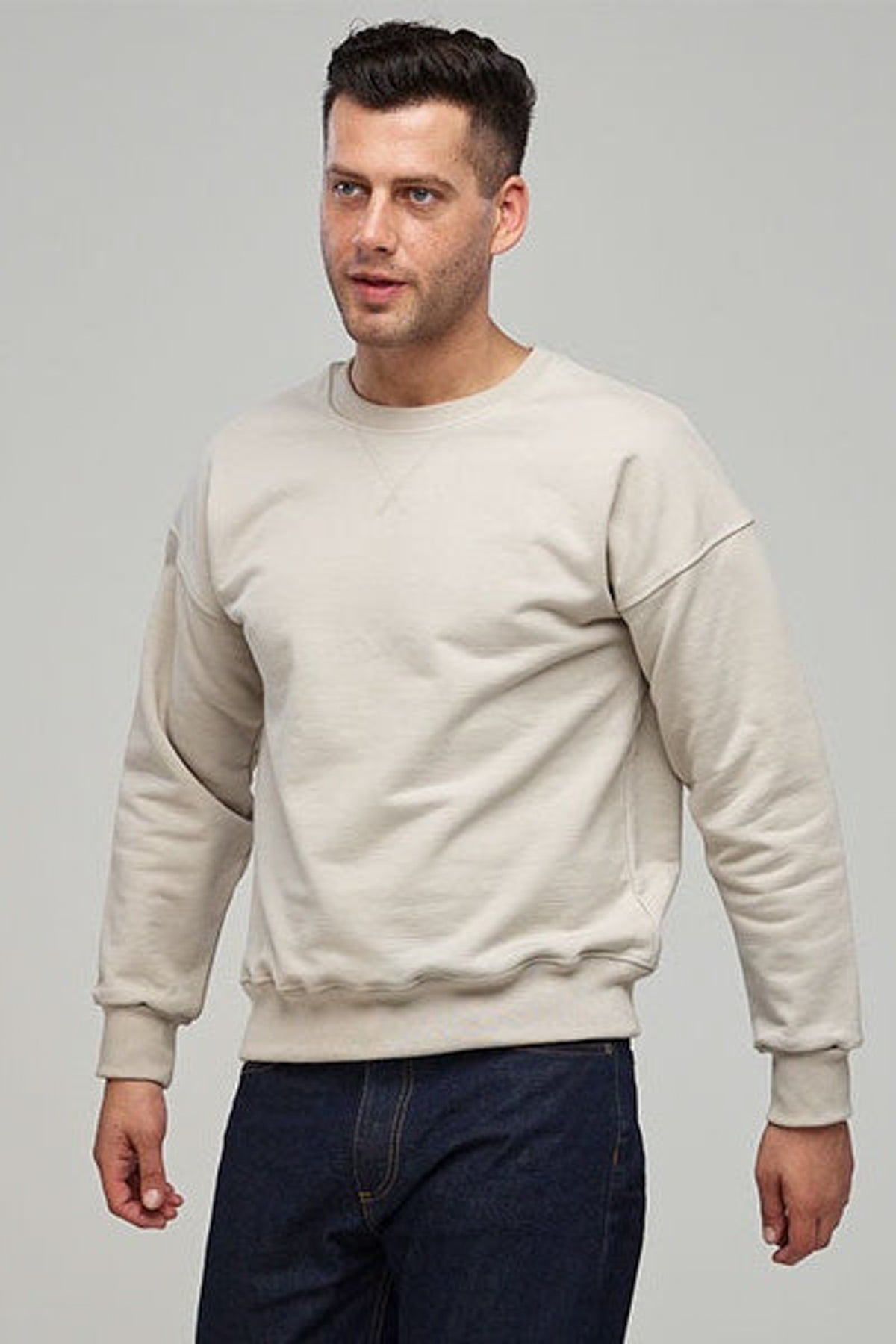 
            Men&#39;s Drop Shoulder Sweatshirt Stone - Community Clothing