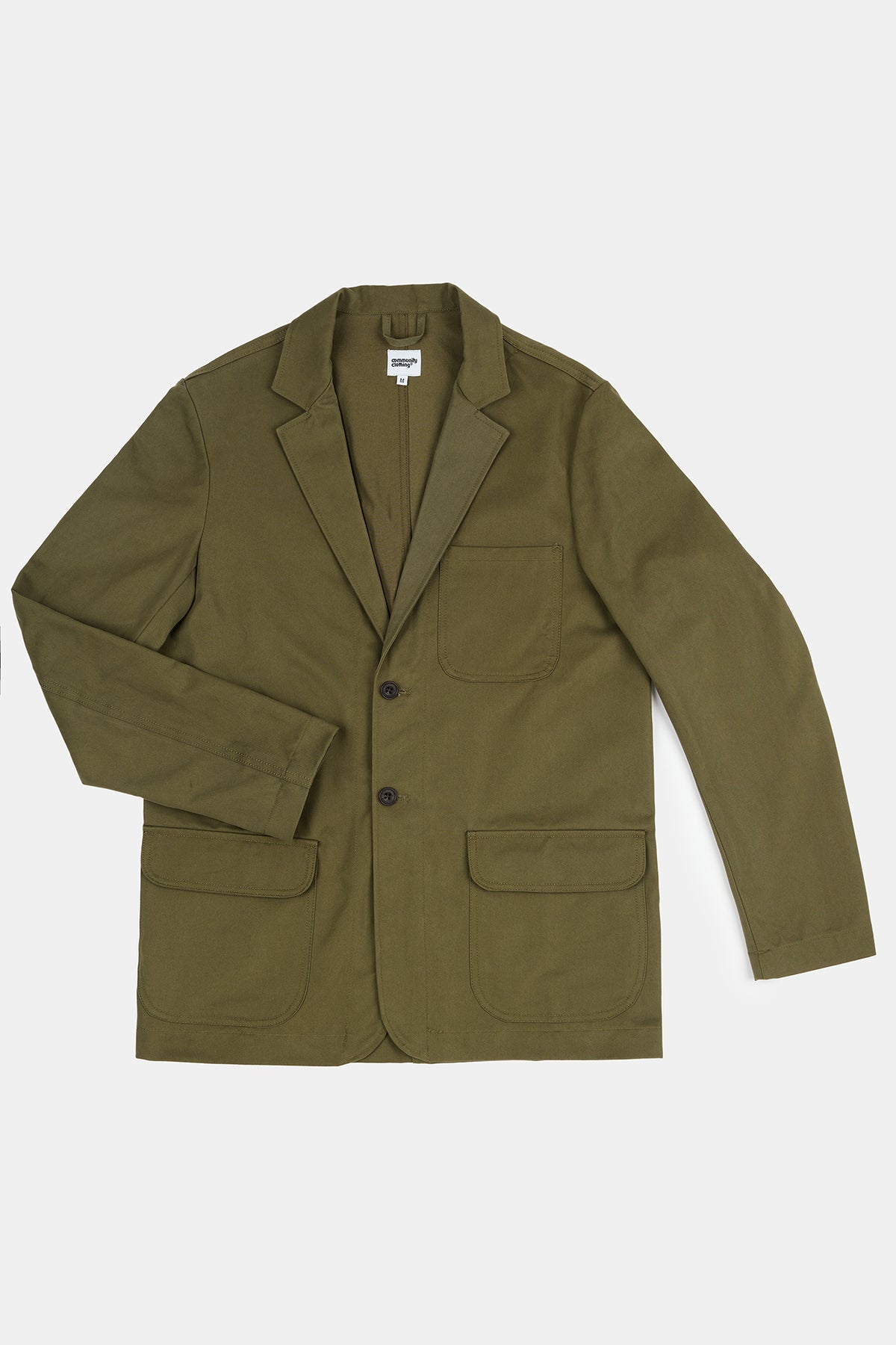 Flatlay product image of men's James single breasted blazer in olive