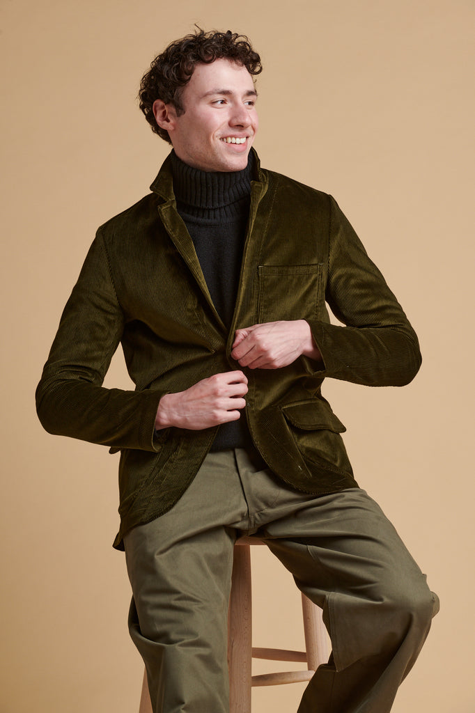 Jeans Olive Green Blazer Mens Men's James Single Breasted Corduroy