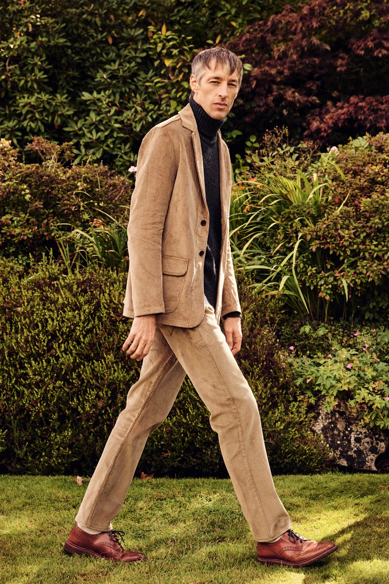 Men's James Single Breasted Corduroy Blazer - Stone