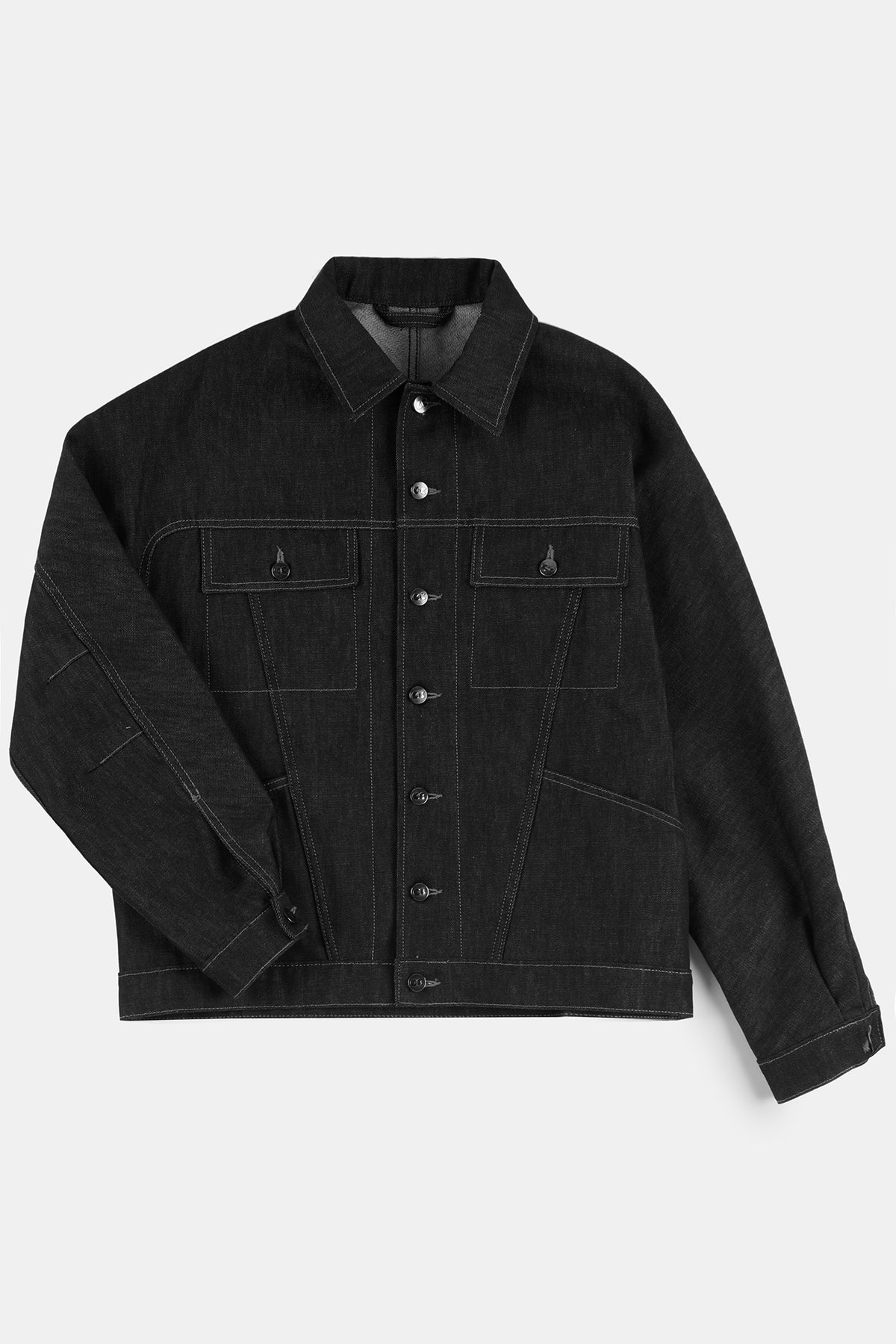 
            Flatlay product shot of men&#39;s Joe denim jacket in black