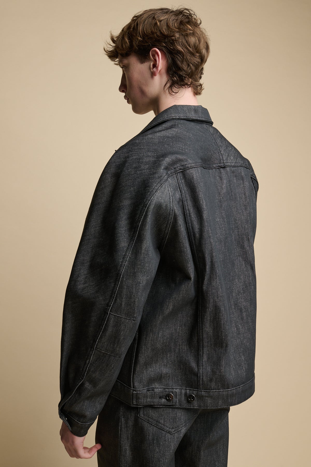 
            The back of male wearing Men&#39;s Joe Denim Jacket in Black