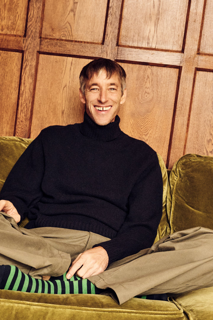 Men's Lambswool Roll Neck Jumper - Navy