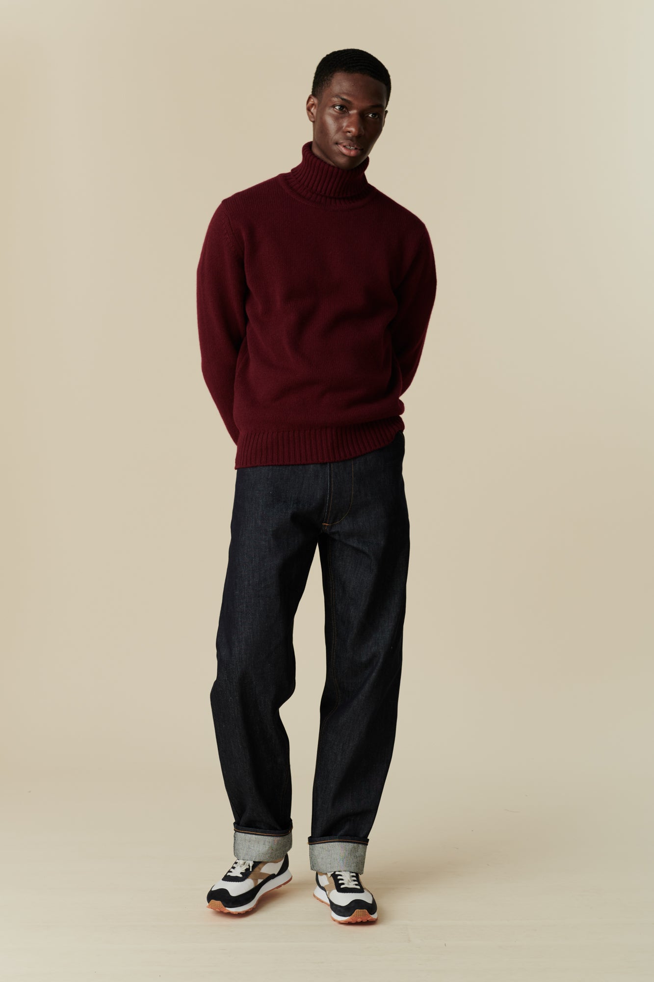 Eva - Knitted Roll Neck Long Sleeve Top in Cardinal Red - Lucy & Yak Eva - Knitted Roll Neck Long Sleeve Top in Cardinal Red - Lucy & Yak