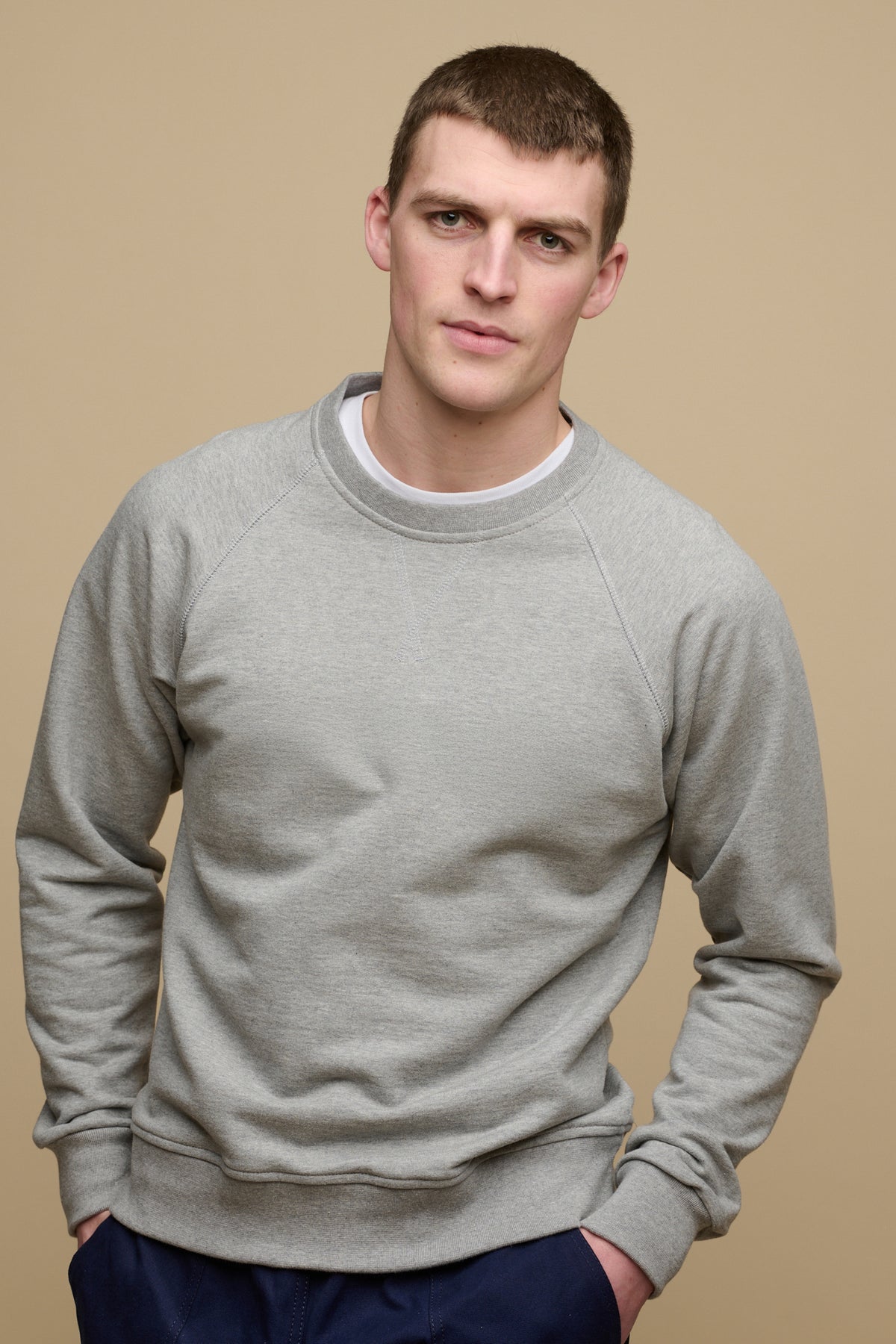 Men's Long Fit Raglan Sweatshirt PF -Grey Marl