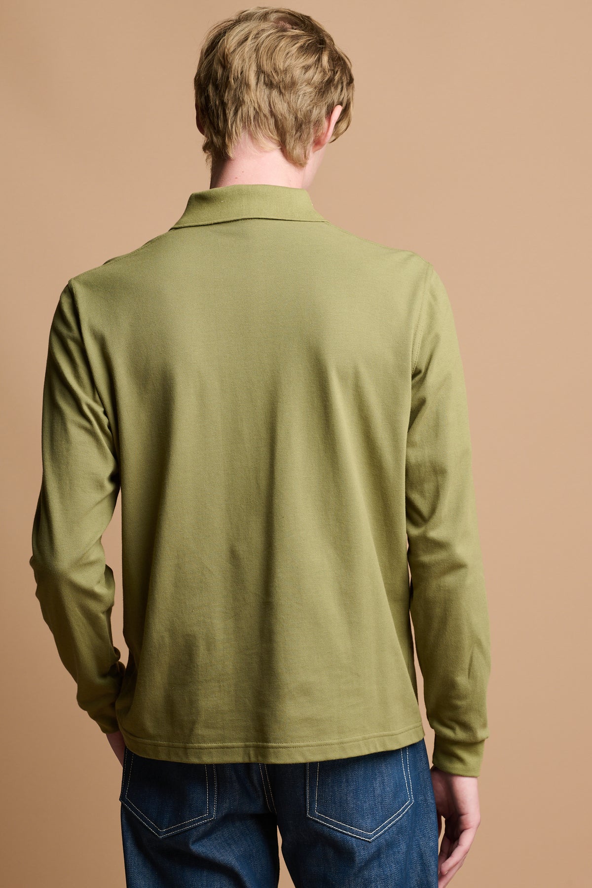 Men's Long Sleeve Polo Shirt - Light Olive