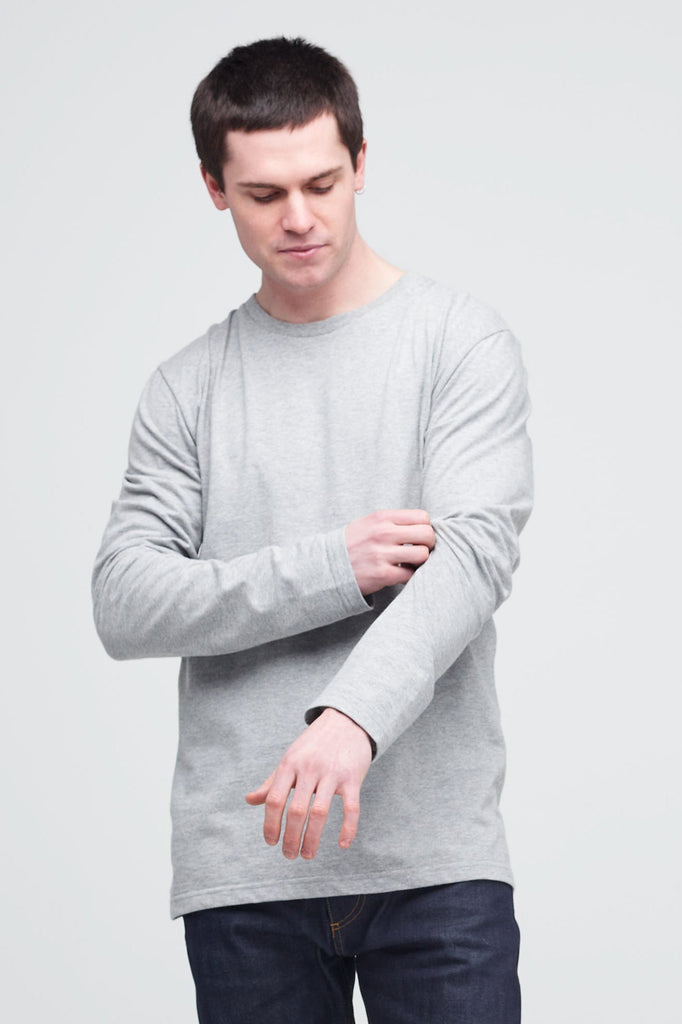 Men s Long Sleeve T Shirt Grey Marl Community Clothing