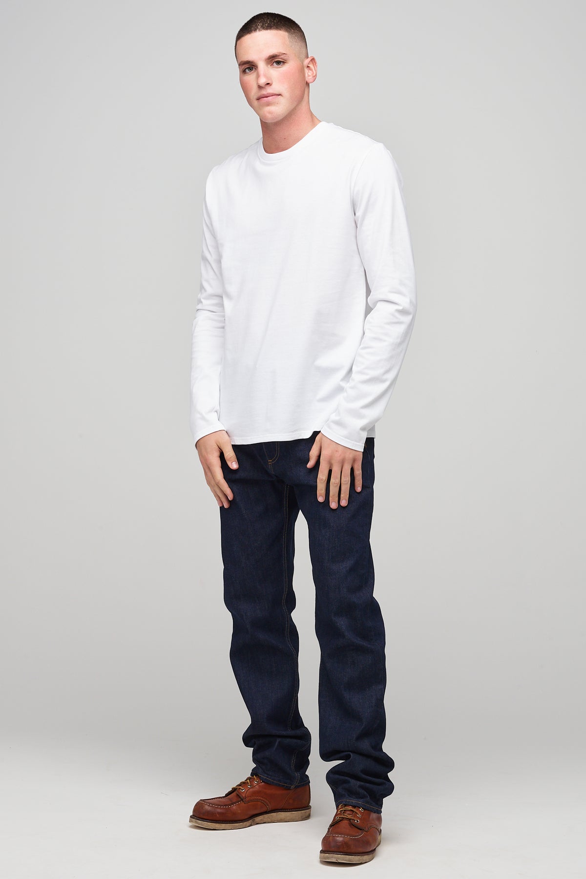 Men's Long Sleeve T Shirt Plastic Free - White