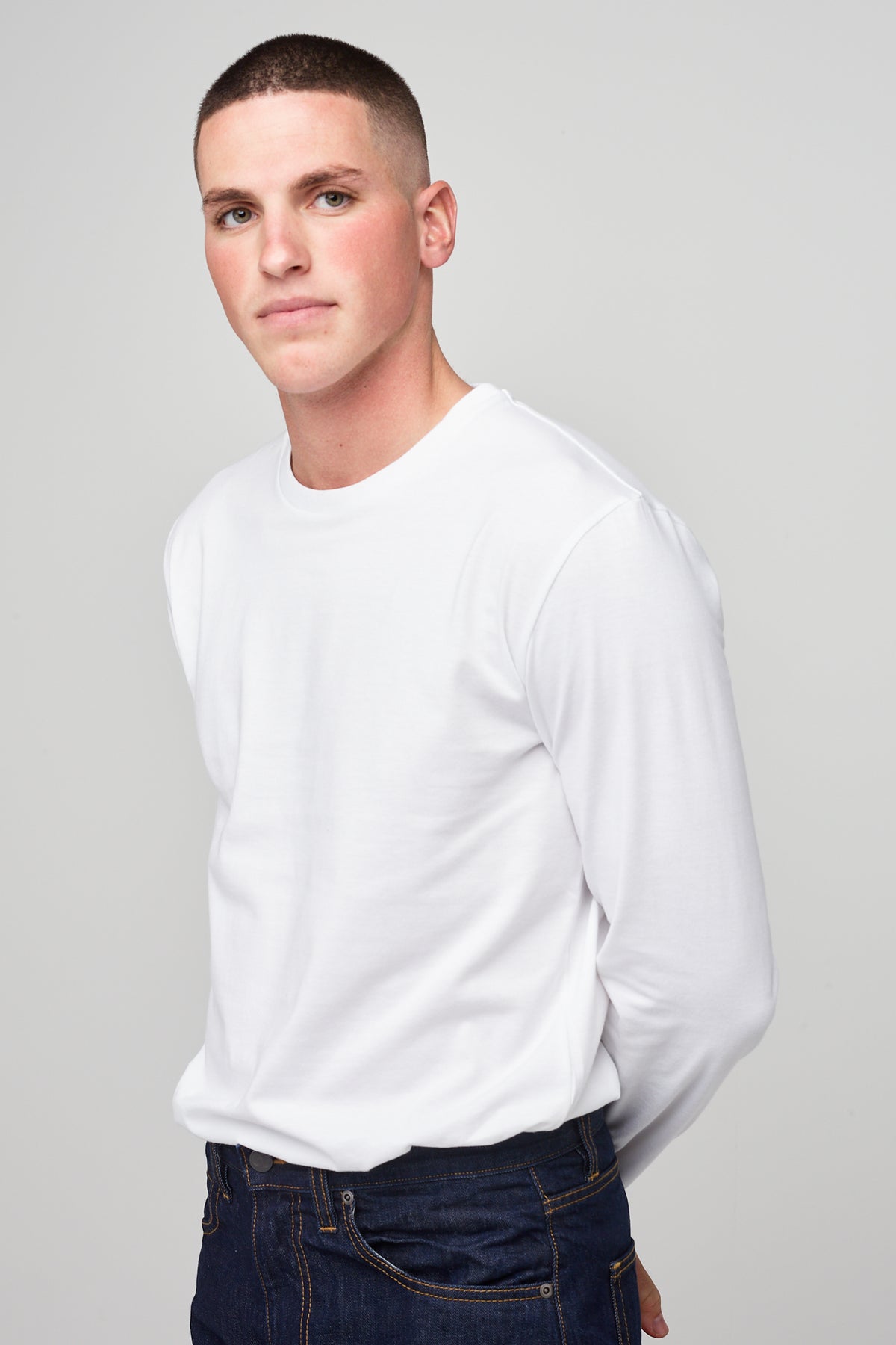 Men's Long Sleeve T Shirt Plastic Free - White