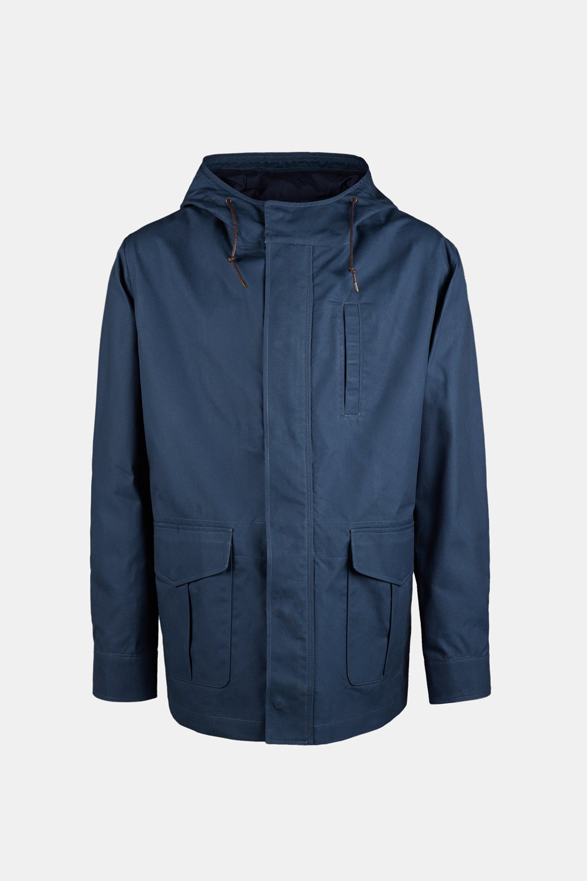 
            mountain parka in navy shot on ghost mannequin