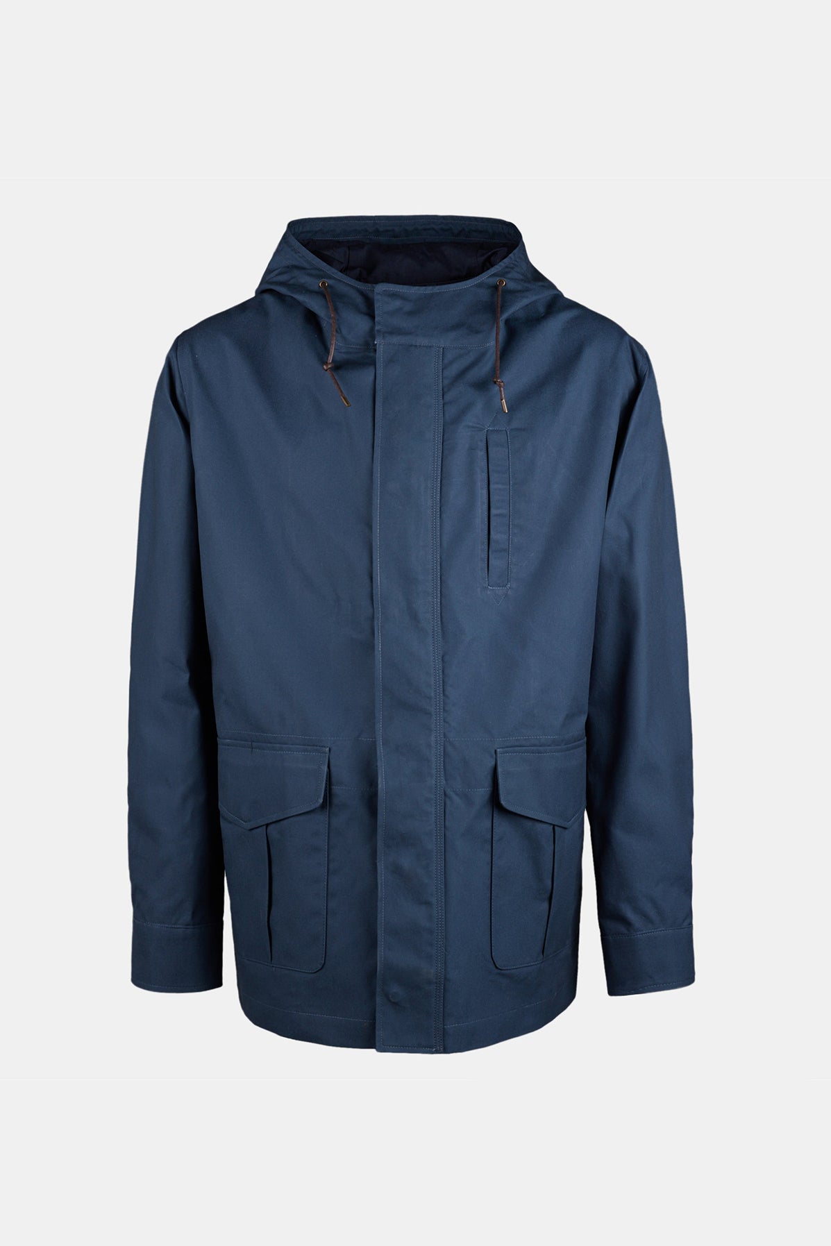 mountain parka in navy shot on ghost mannequin