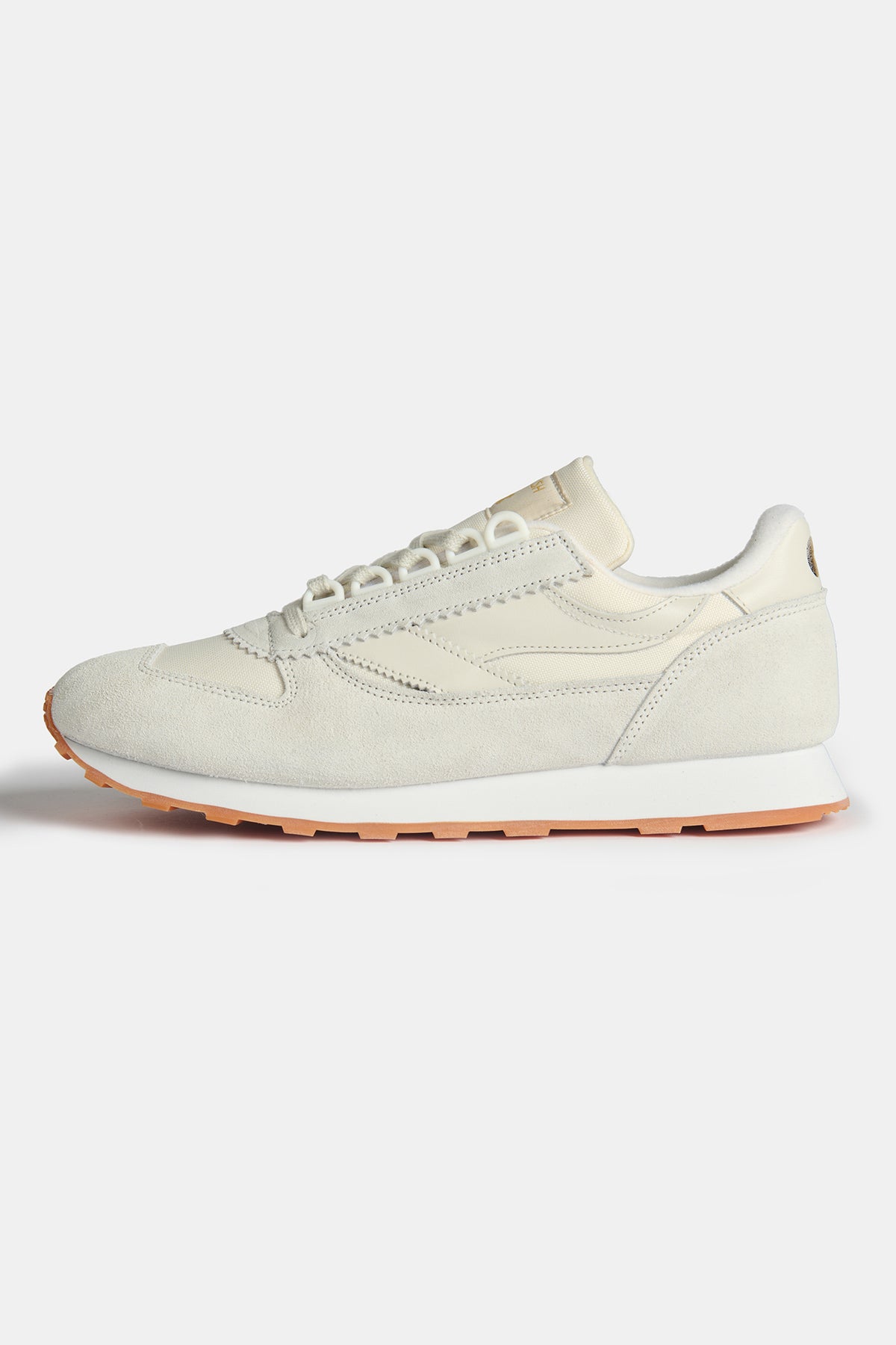 The side of men's Parlick Trainer in ivory, stone, white
