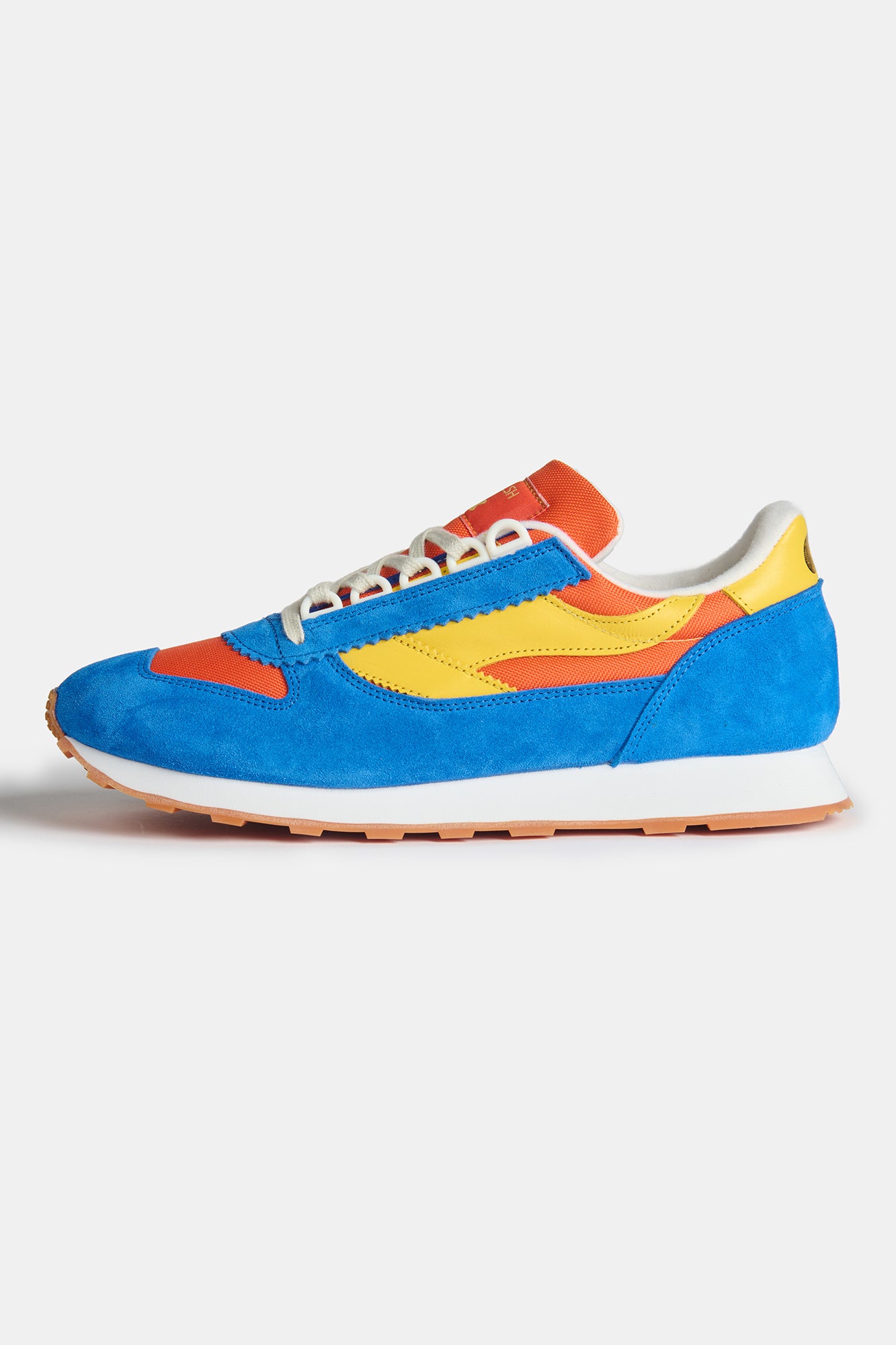The side of men's Parlick trainer in orange bright cobalt and yellow