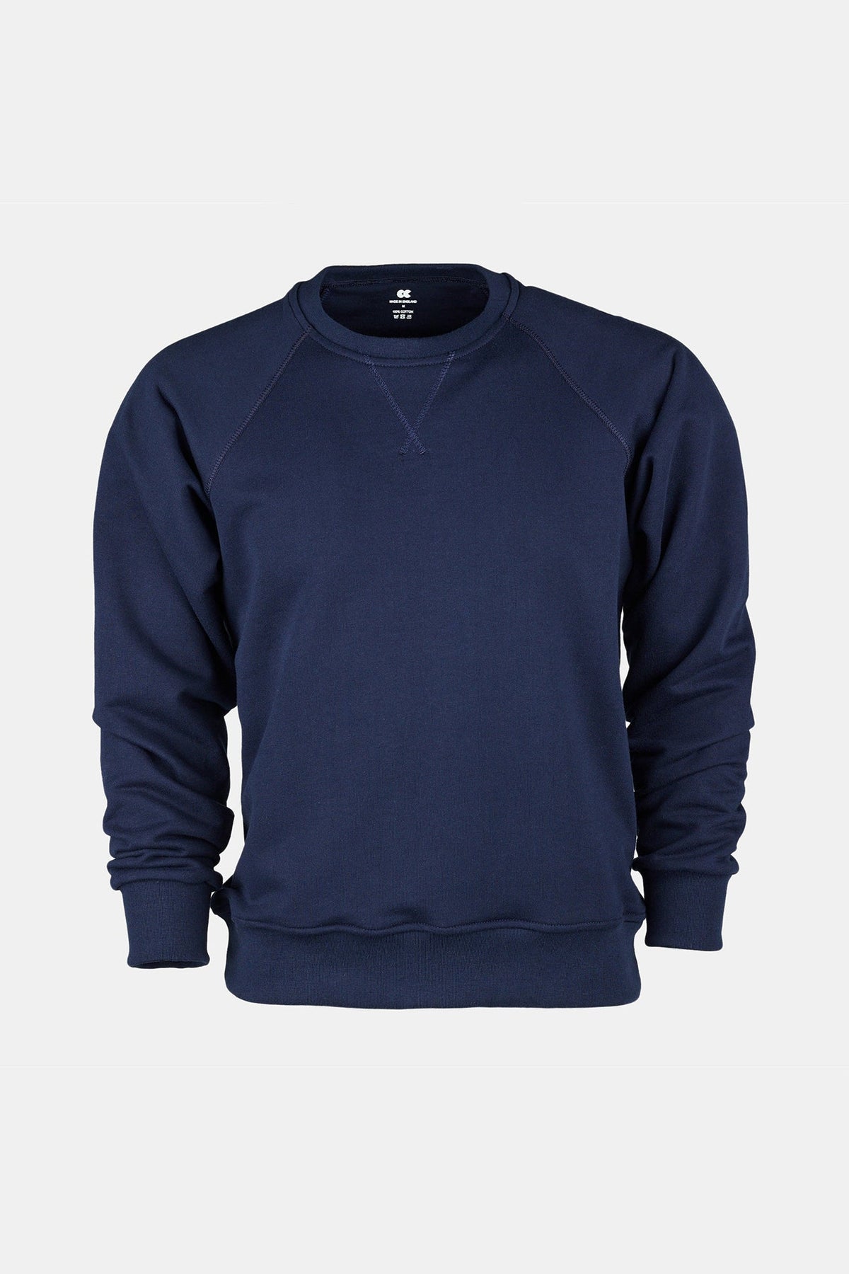 
            Product shot on ghost mannequin of raglan sweatshirt in navy