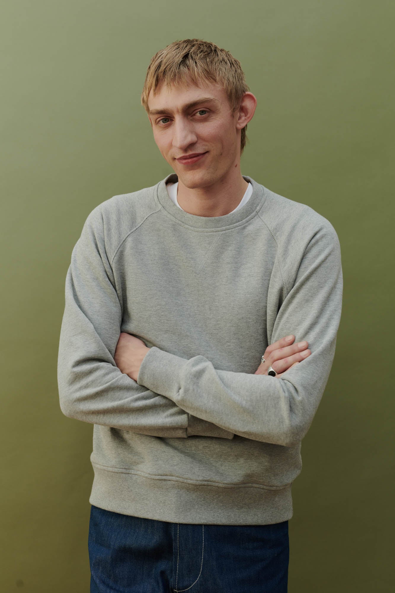 Men's Raglan Sweatshirt - Grey Marl - Community Clothing