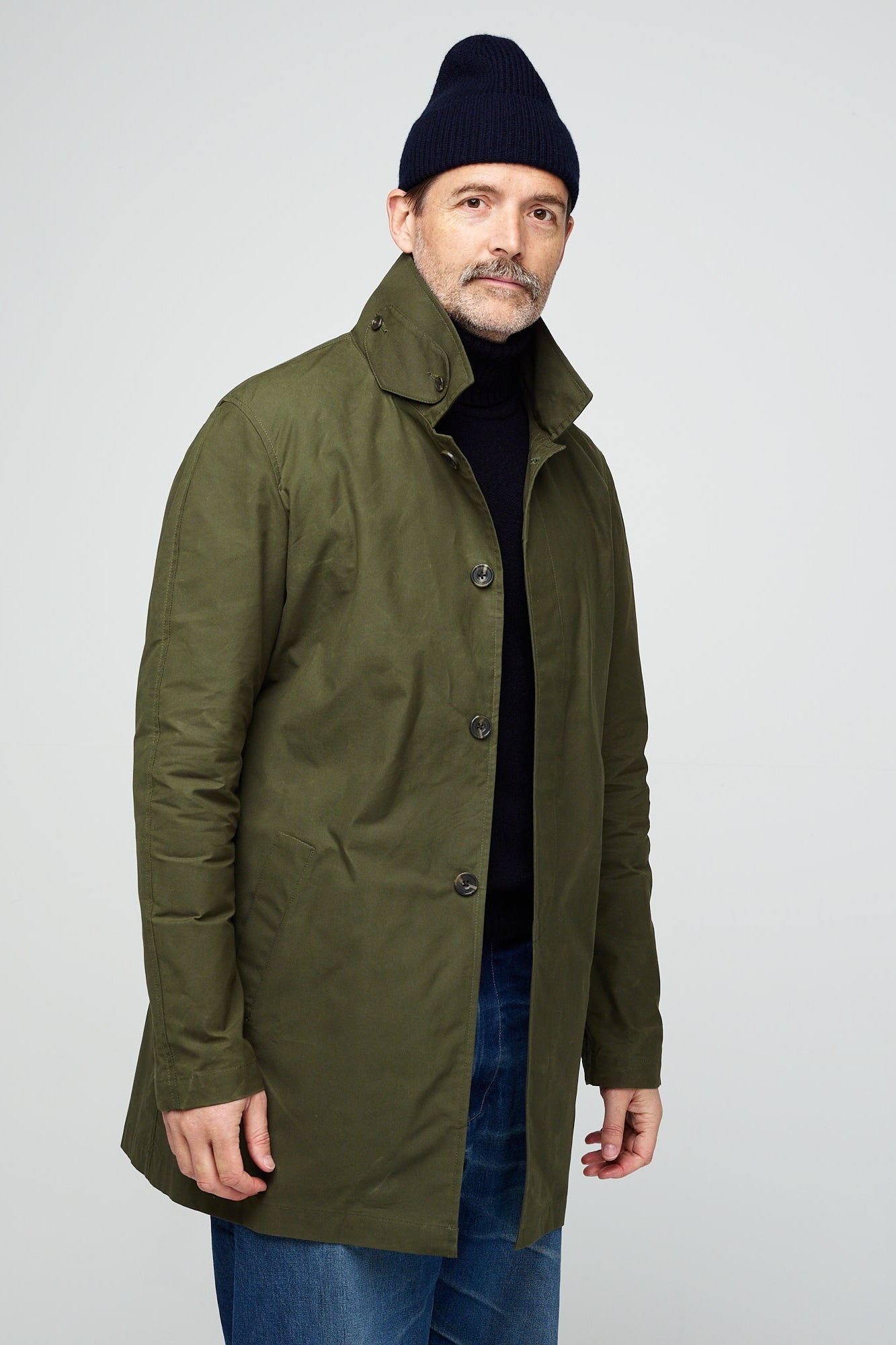 Men's Waxed Raincoat - Olive - Community Clothing