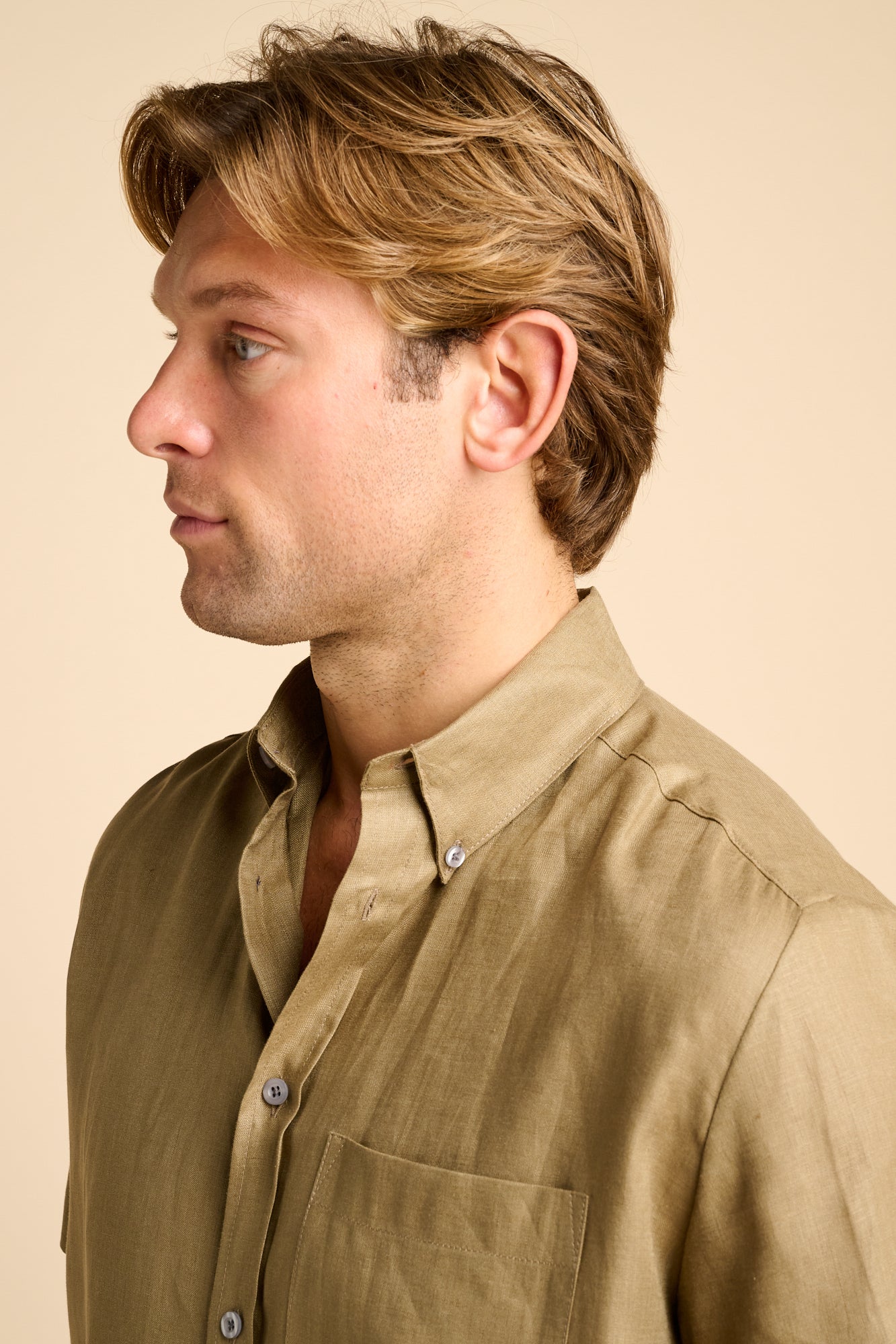 RALPH SHORT SLEEVE BUTTON DOWN COLLAR SHIRT- OLIVE