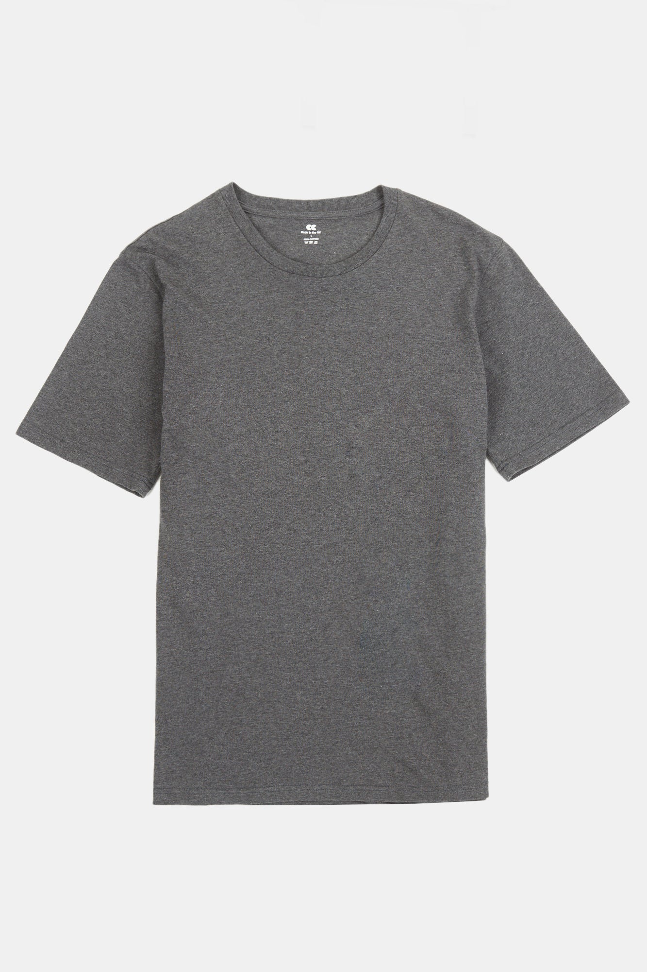 short sleeve t-shirt in charcoal flat lay