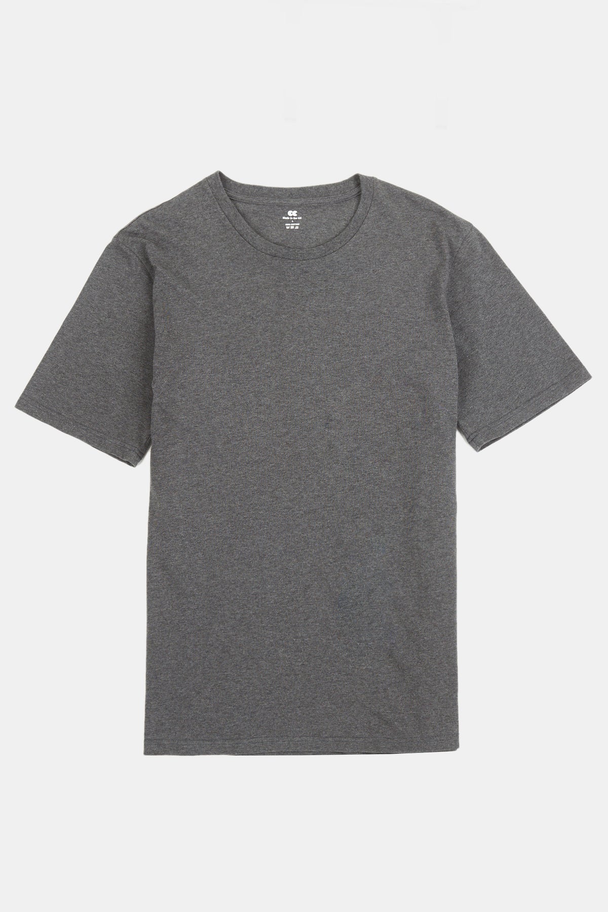 short sleeve t-shirt in charcoal flat lay