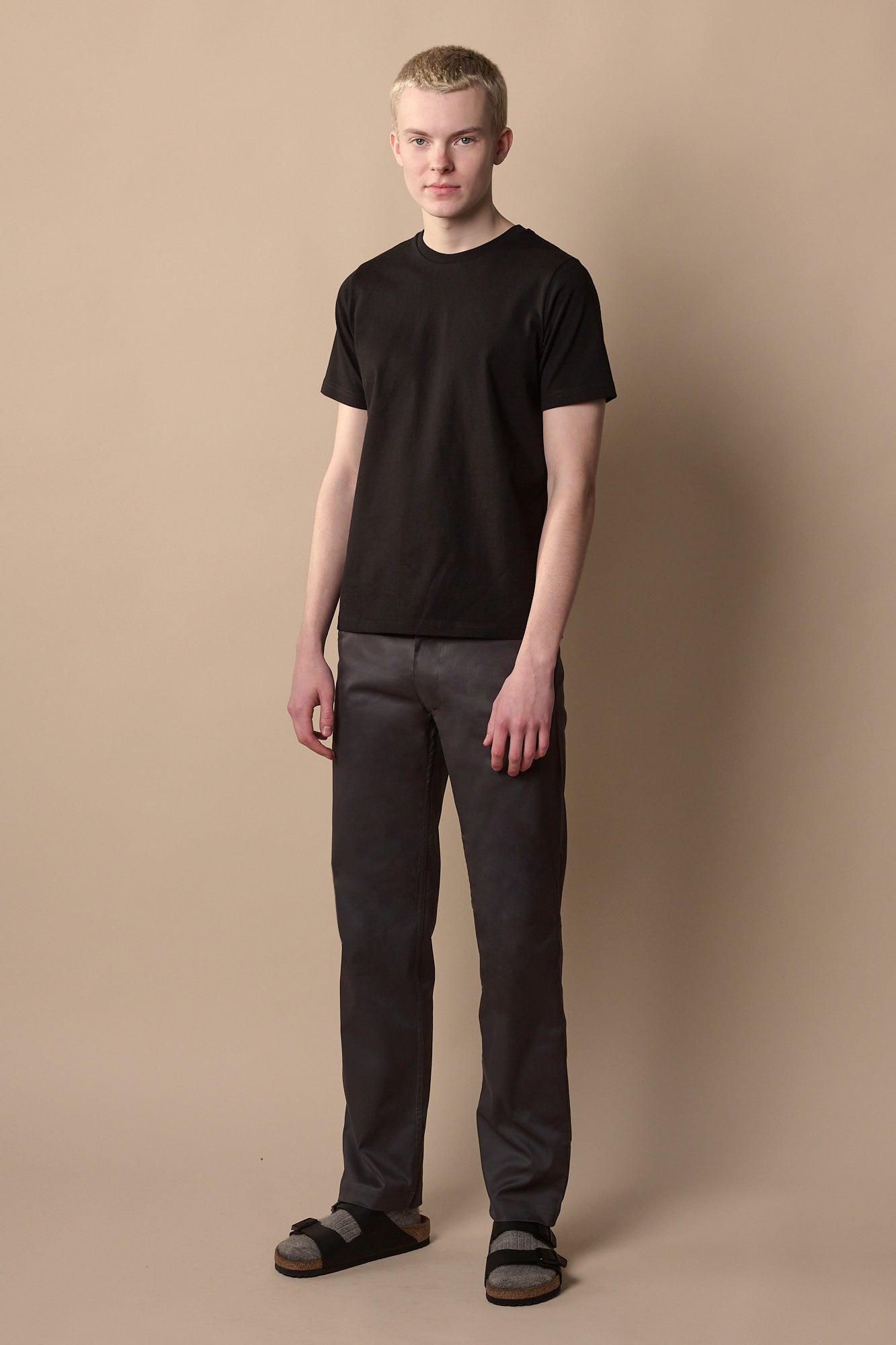 Men's Stretch Skinny Fit Chino Pants - Flat Front Casual Trousers In Dark Grey (38W X 34L)