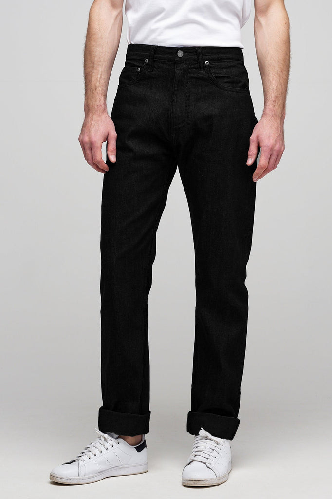 Men's Straight Cut Selvedge Jean Black Raw Denim Community