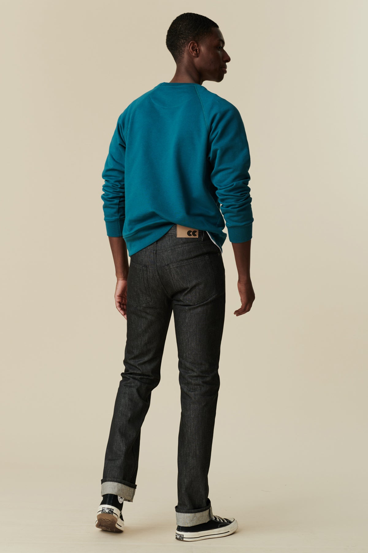 Men's Straight Cut Denim Five pocket Jeans - Black