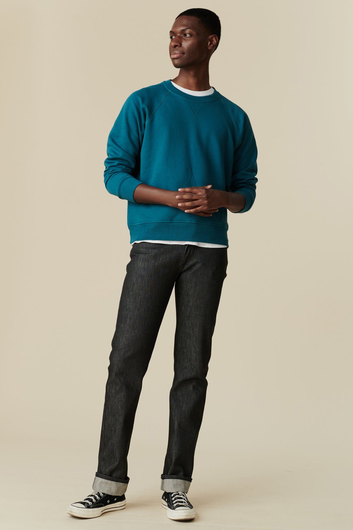 Men's Straight Cut Denim Five pocket Jeans - Black