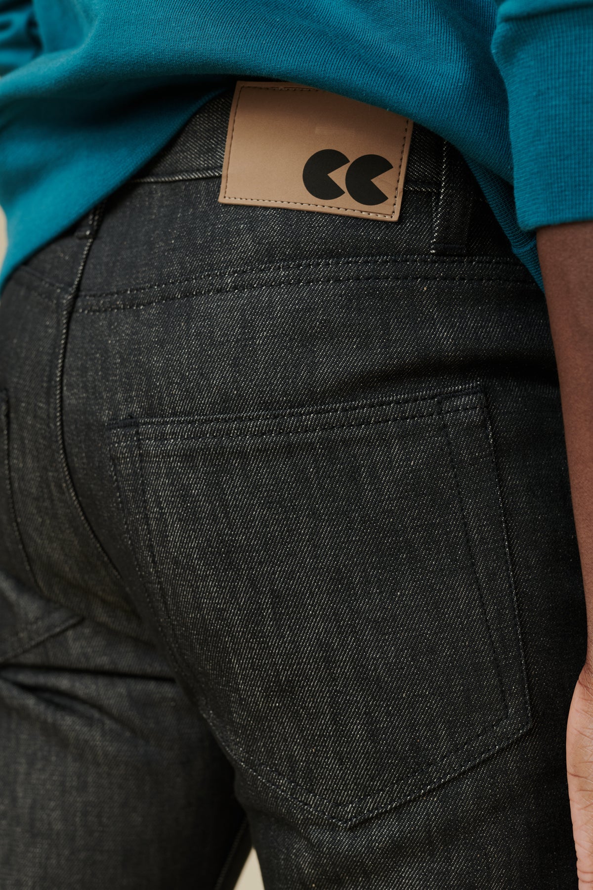 Men's Straight Cut Denim Five pocket Jeans - Black