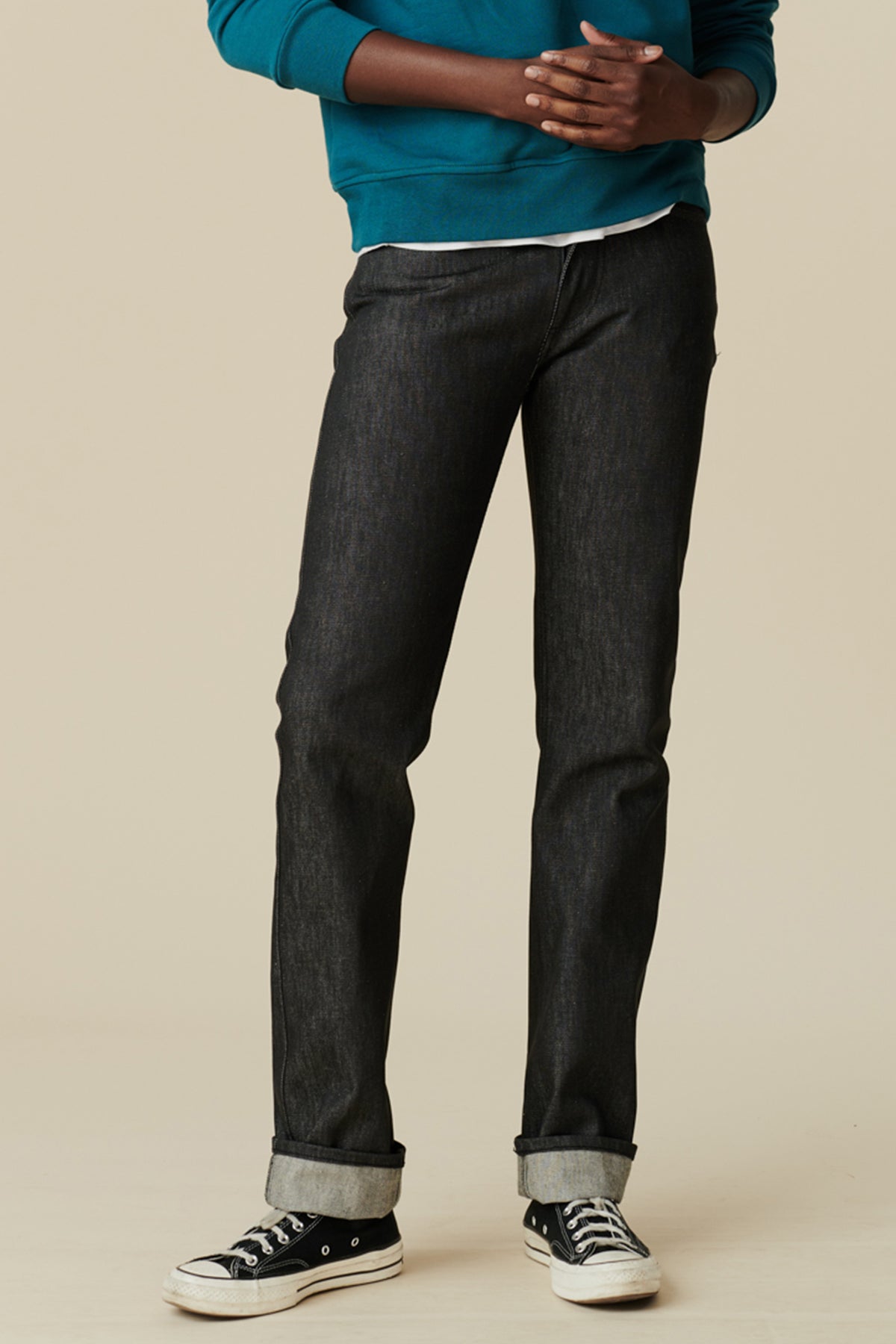 Men's Straight Cut Denim Five pocket Jeans - Black