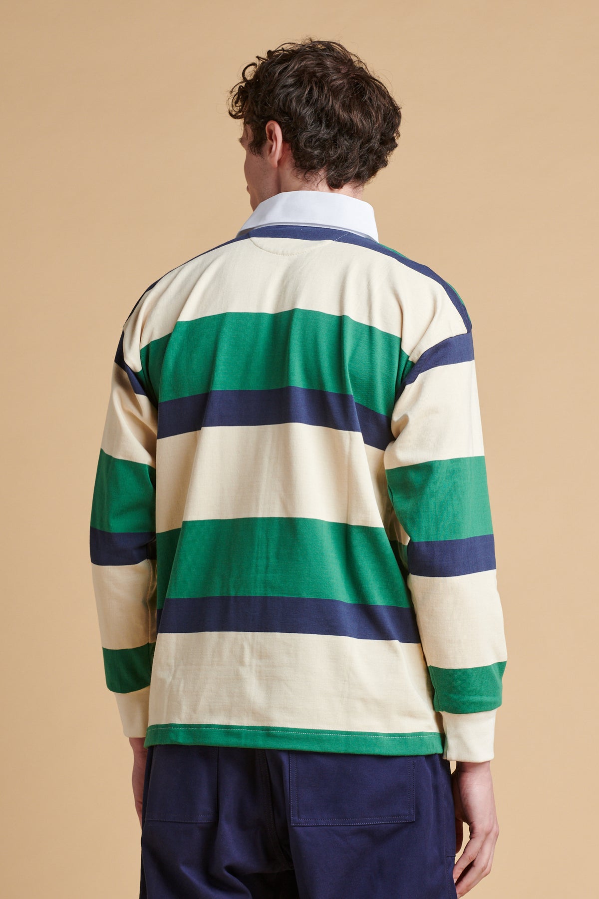 Striped Rugby Shirt - Ecru/Navy/Bottle