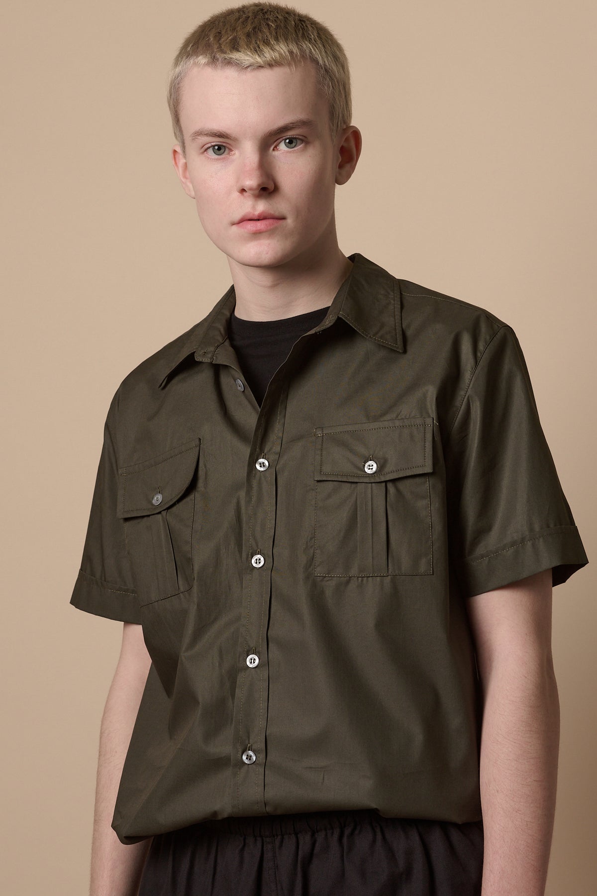 
            Men&#39;s Tom Short Sleeve Military Two Pocket Shirt - Olive