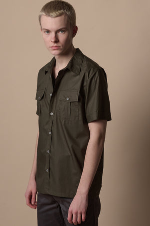 Men's Tom Short Sleeve Military Two Pocket Shirt - Olive