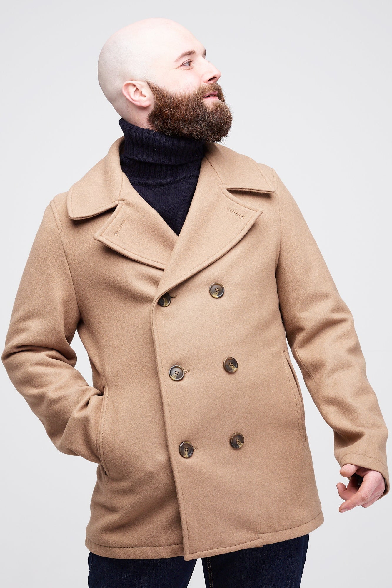 Trench Coat Pea Coat Camel Hair Winter Coat Regular Fit Wool-blend