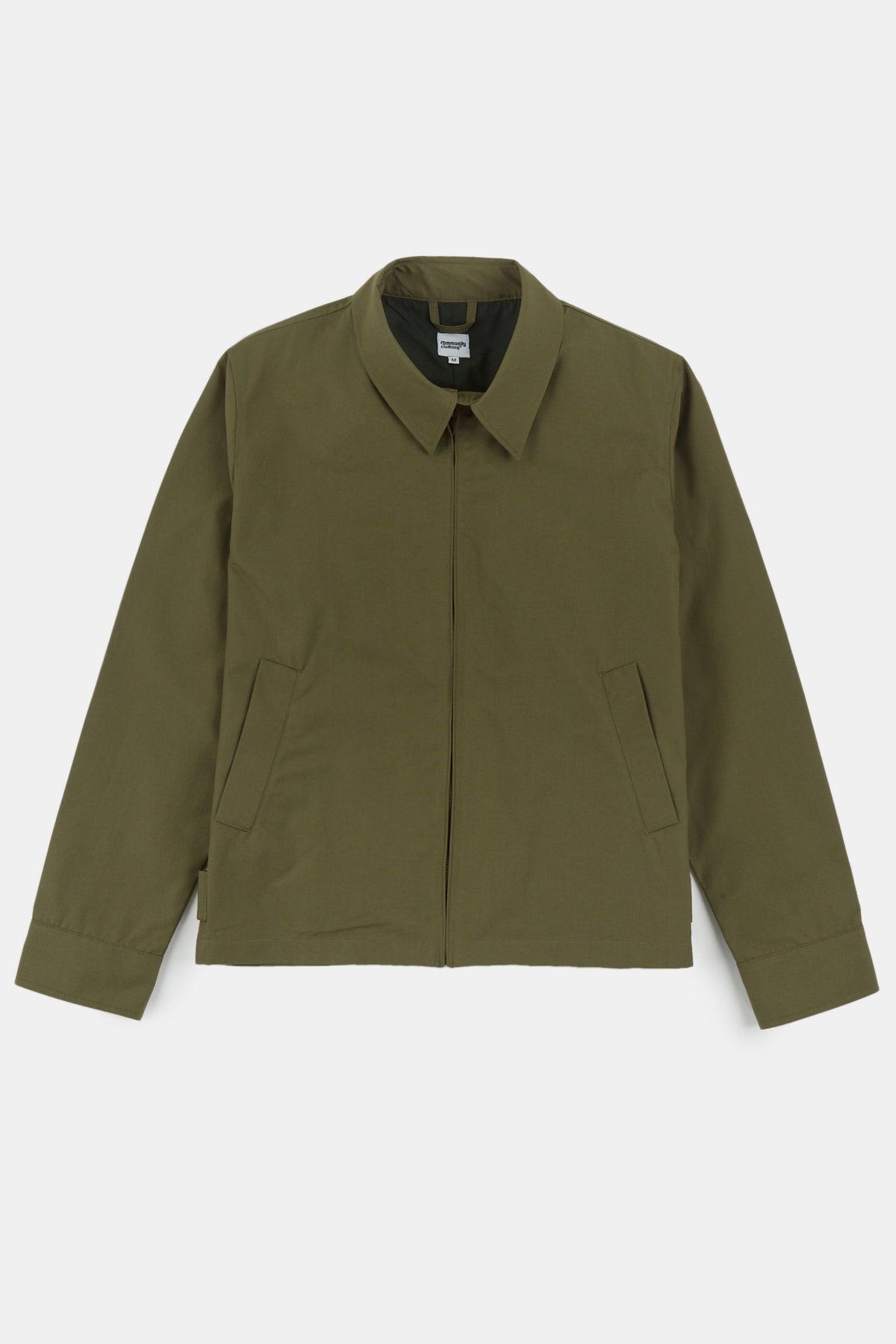 
            Flatlay image of men&#39;s collared Harrington jacket in olive 