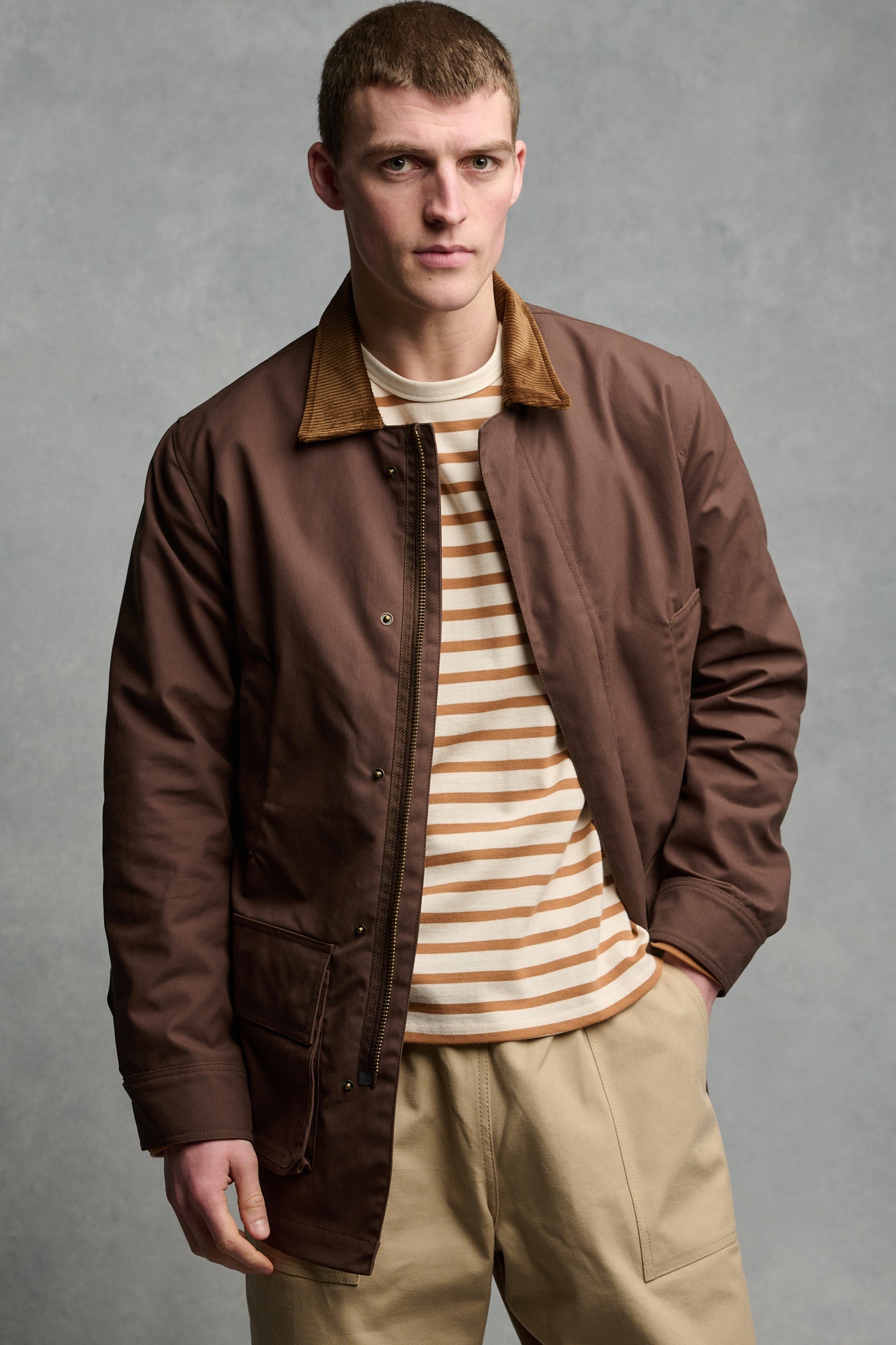 Men's Waxed Car Coat Brown - Main Image