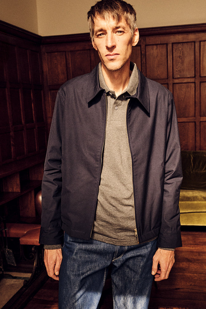 Men's Collared Harrington Jacket - Navy