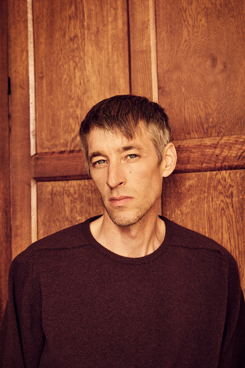 Men's Lambswool Saddle Shoulder Crew Neck - Chocolate