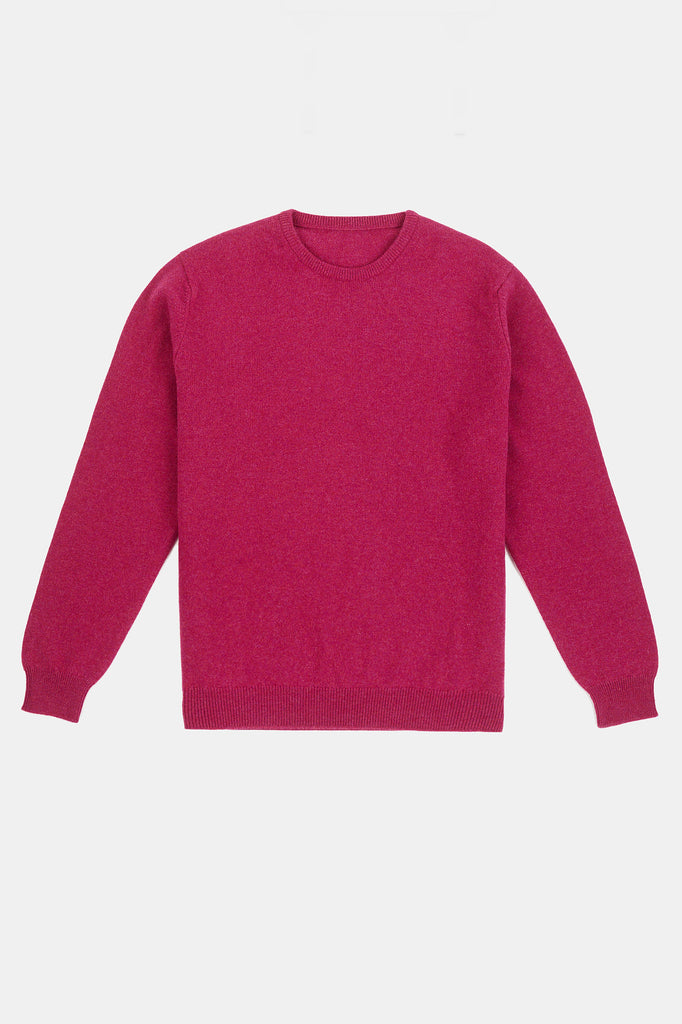 Men s Lambswool Crew Neck Dark Pink Community Clothing