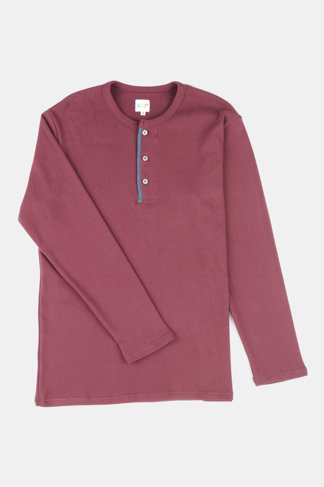 Men's Long Sleeve Henley Top in Plum