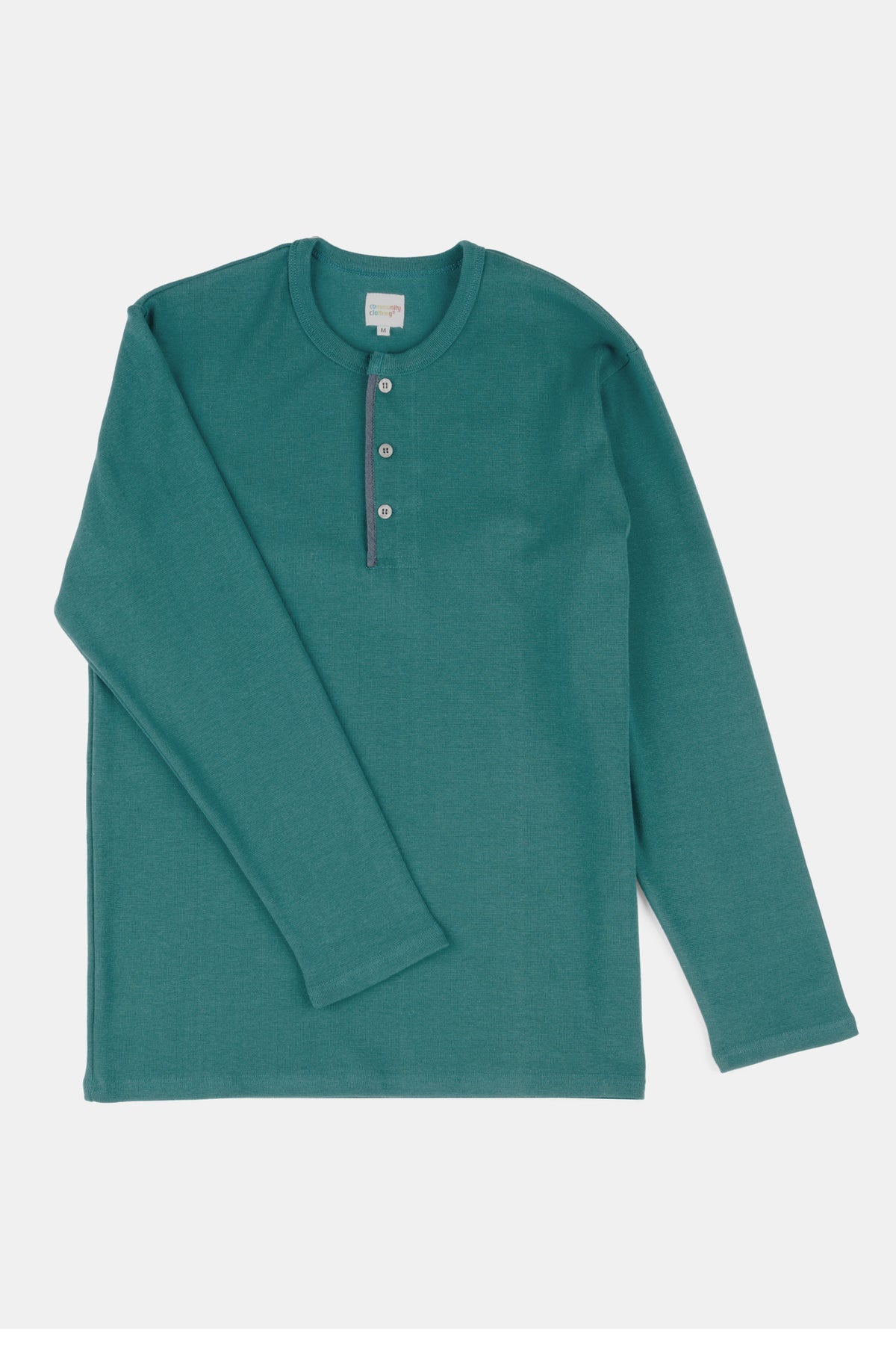 Men's long sleeve Henley top in teal