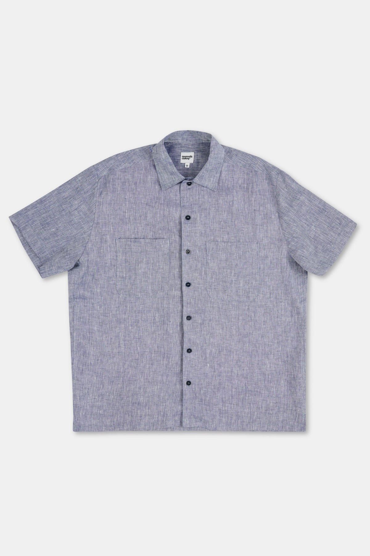 MARC LINEN SHORT SLEEVE BOWLING SHIRT - INDIGO