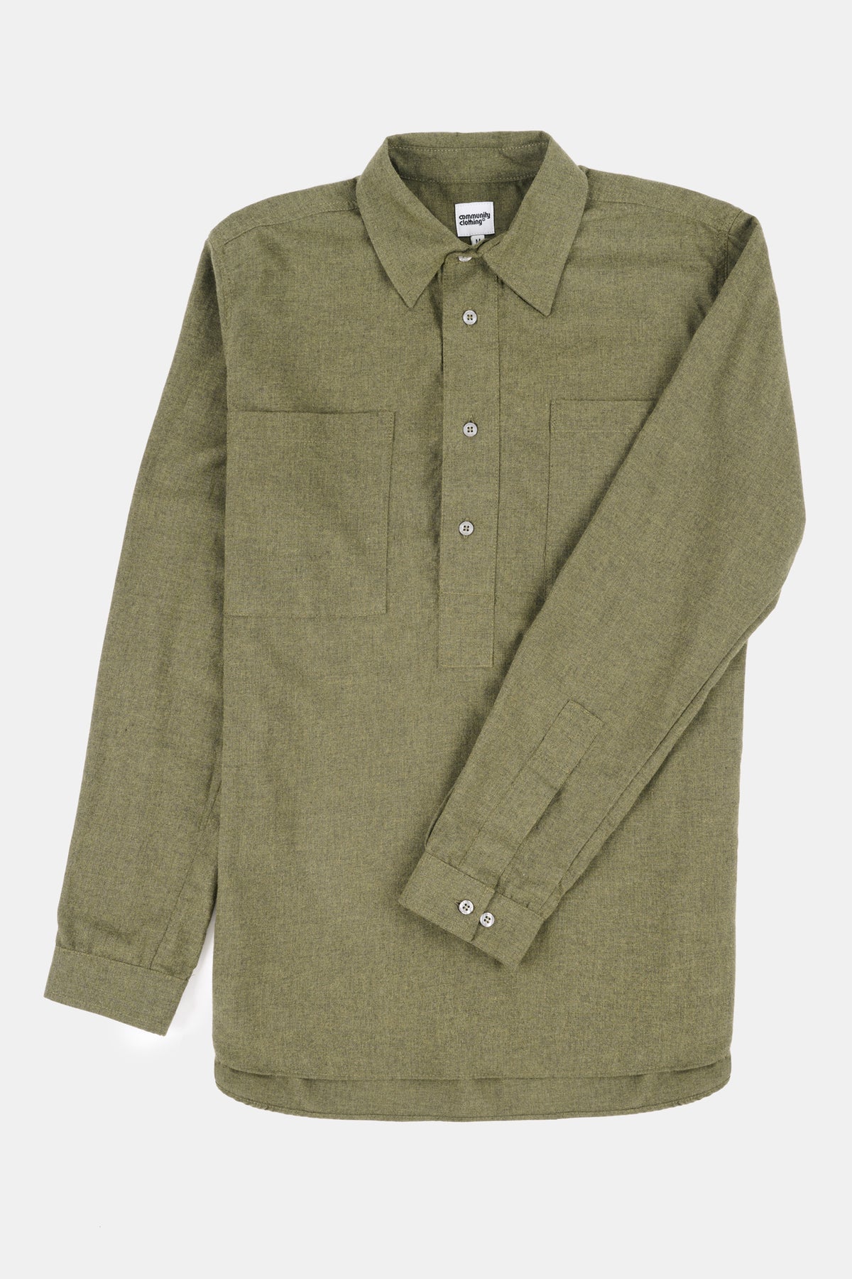 Mens Oli Half Placket Brushed Ctn Shirt - Olive
