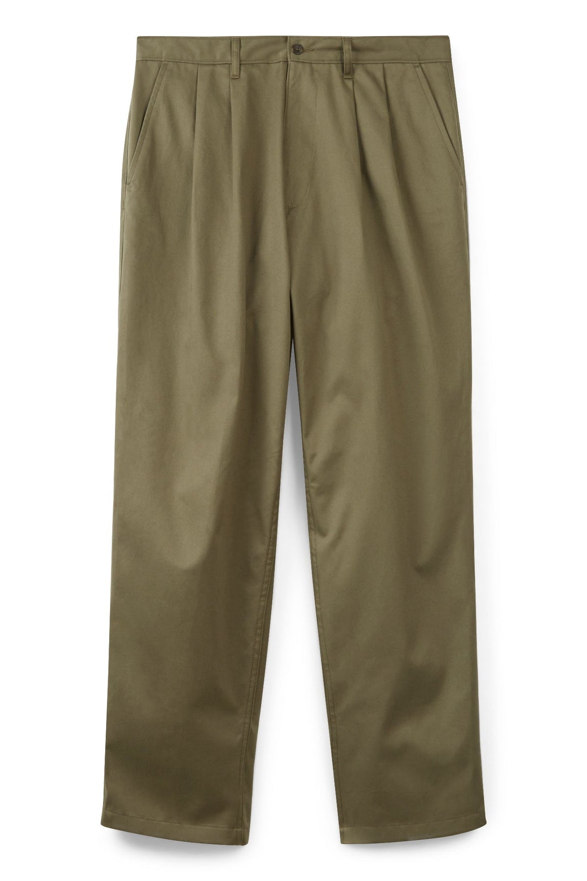 Men's Cotton Chino - Pleated - Olive - Community Clothing