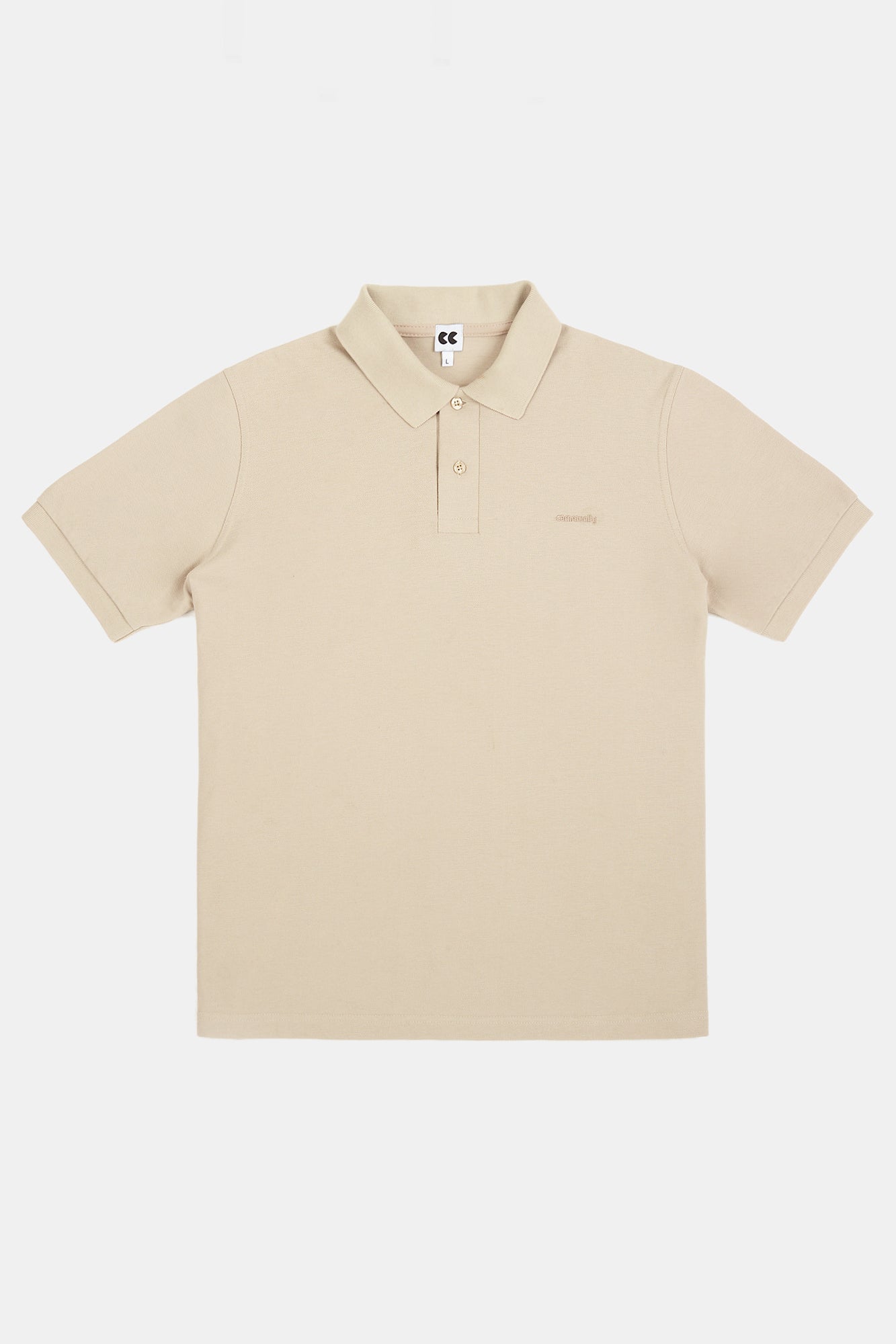 Short Sleeve Polo Shirt - Stone flat lay