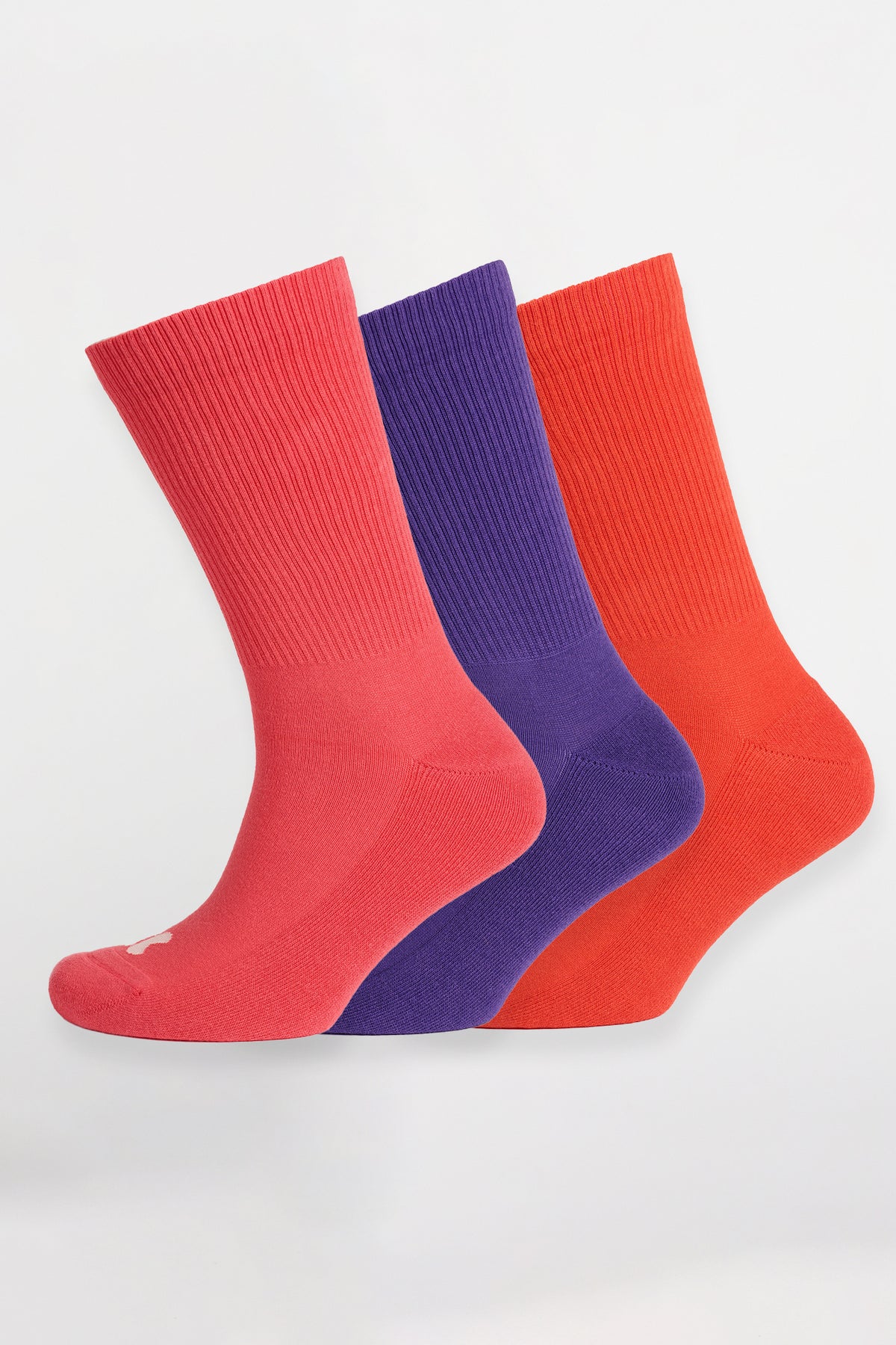 
            Mixed Colour Sports Calf Socks 3 Pack - Pink/Purple/Flame