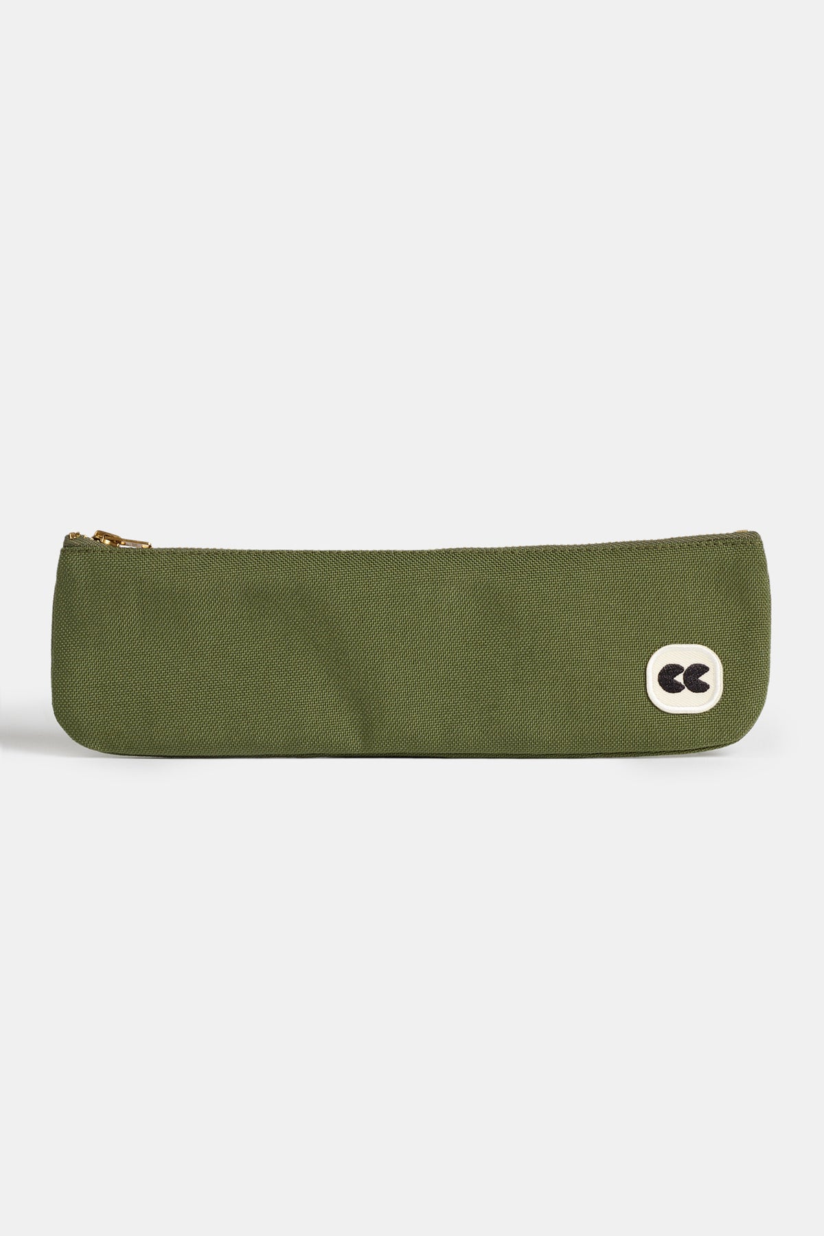 
            Image showing green pencil case with CC logo on the front