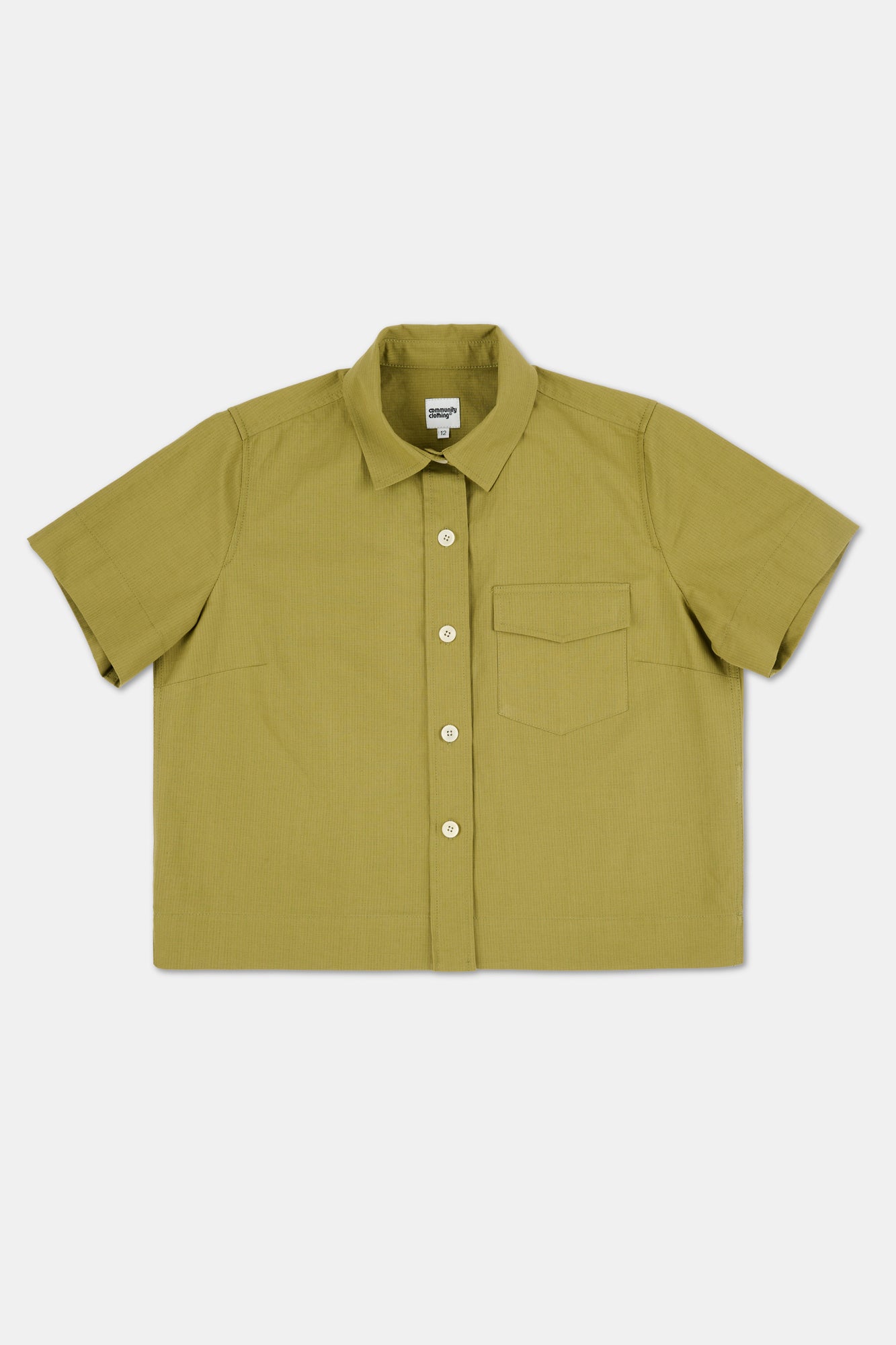 Penny Cropped Shirt Cotton Hemp - Light Olive
