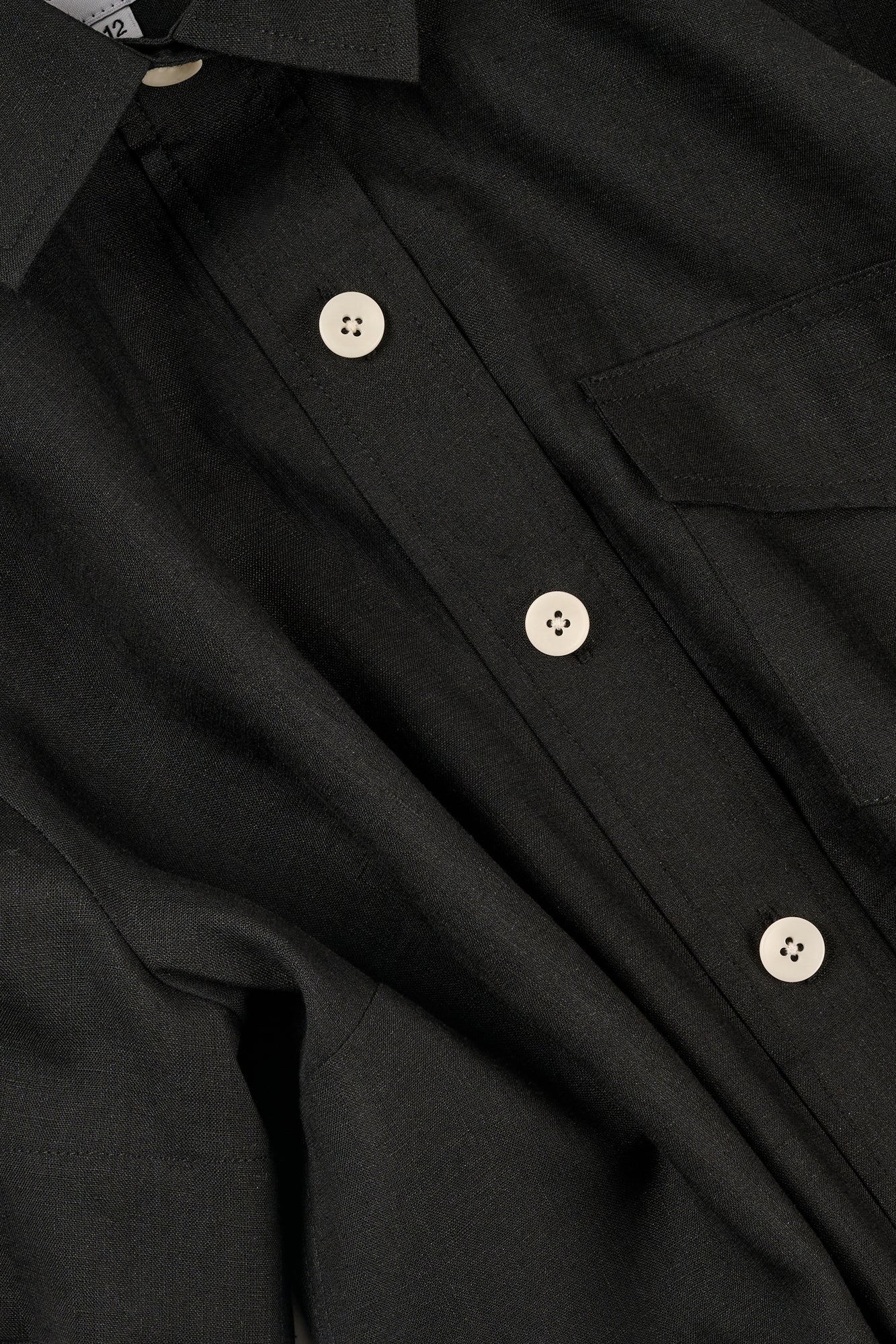 Penny Cropped Shirt Linen - Black