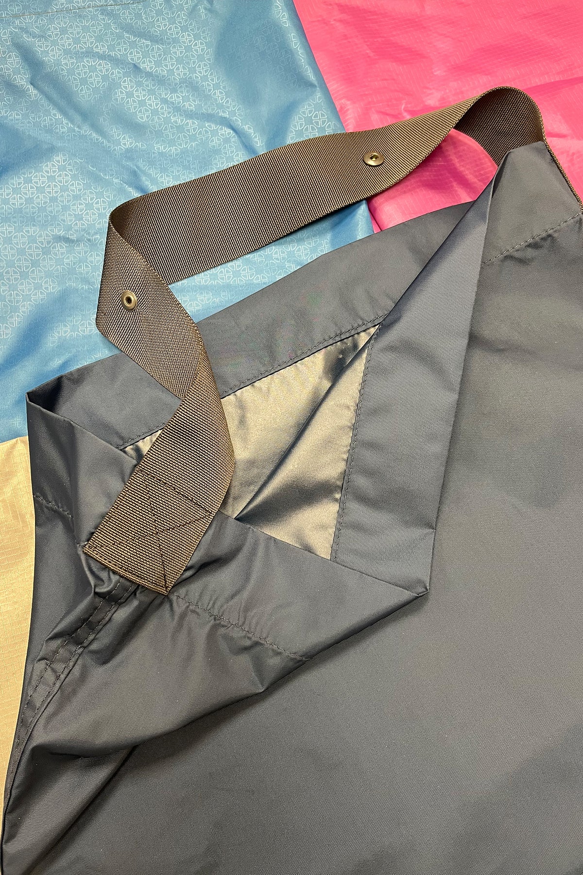 navy pack-a-sack bag